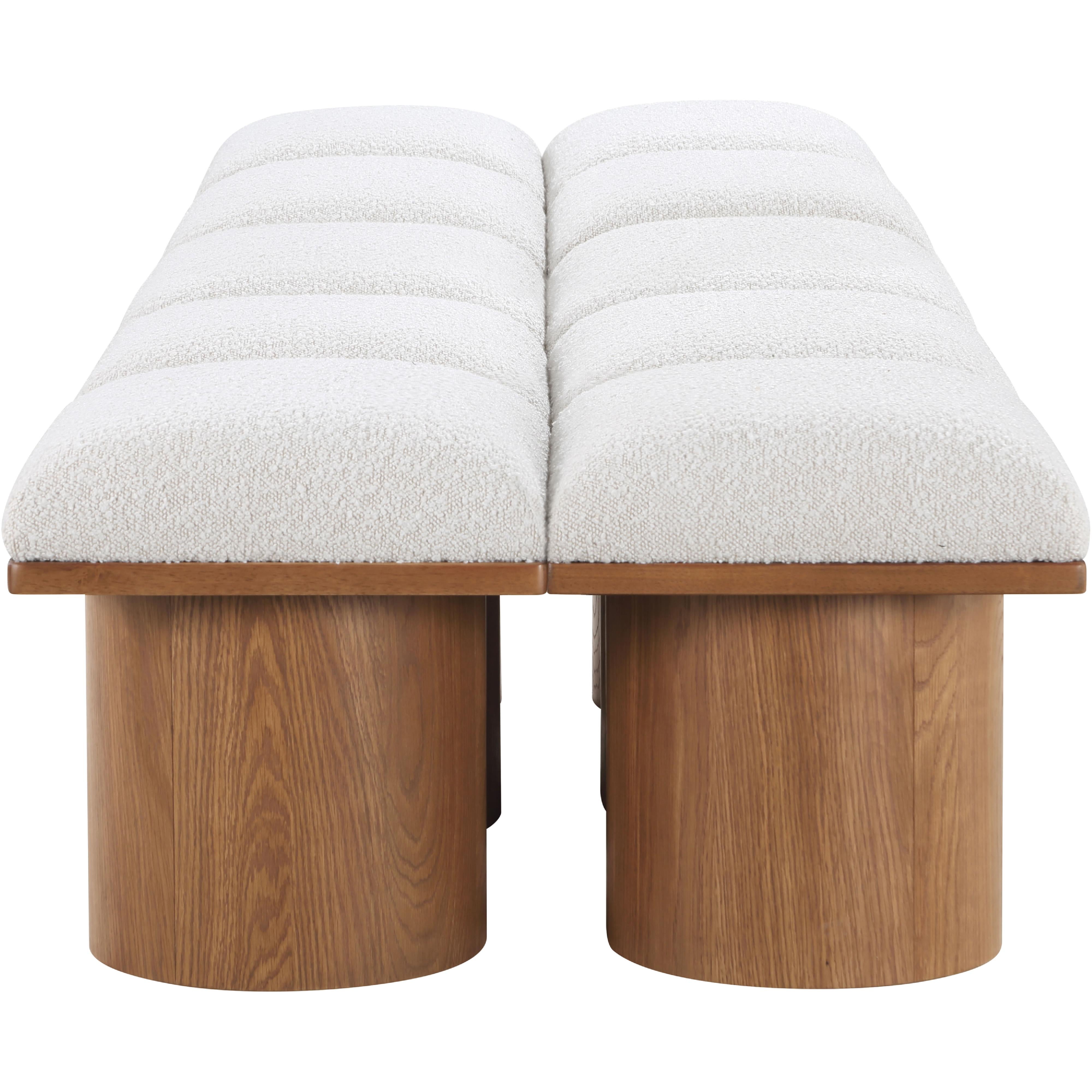 Meridian Pavilion Cream Boucle Fabric Bench