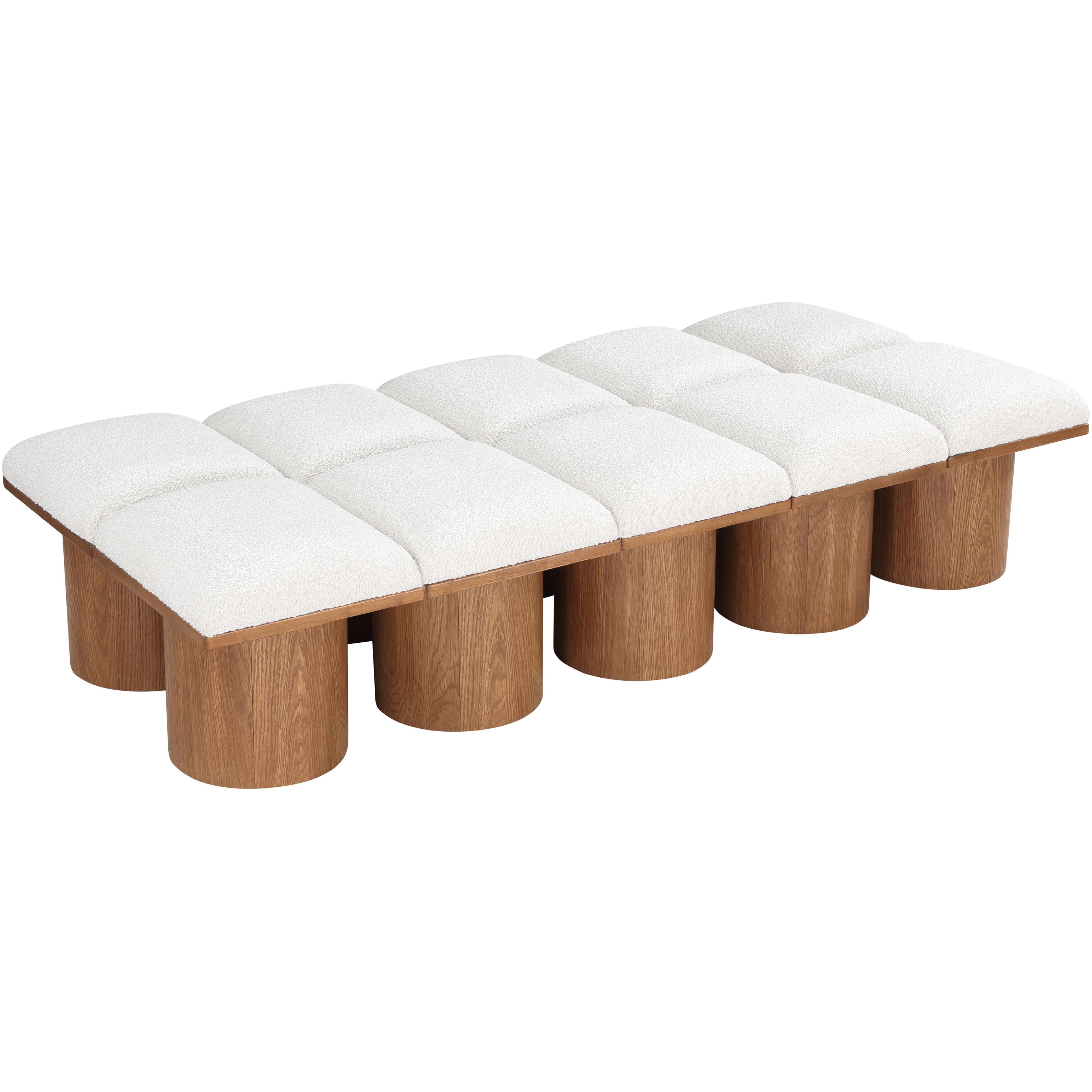 Meridian Pavilion Cream Boucle Fabric Bench