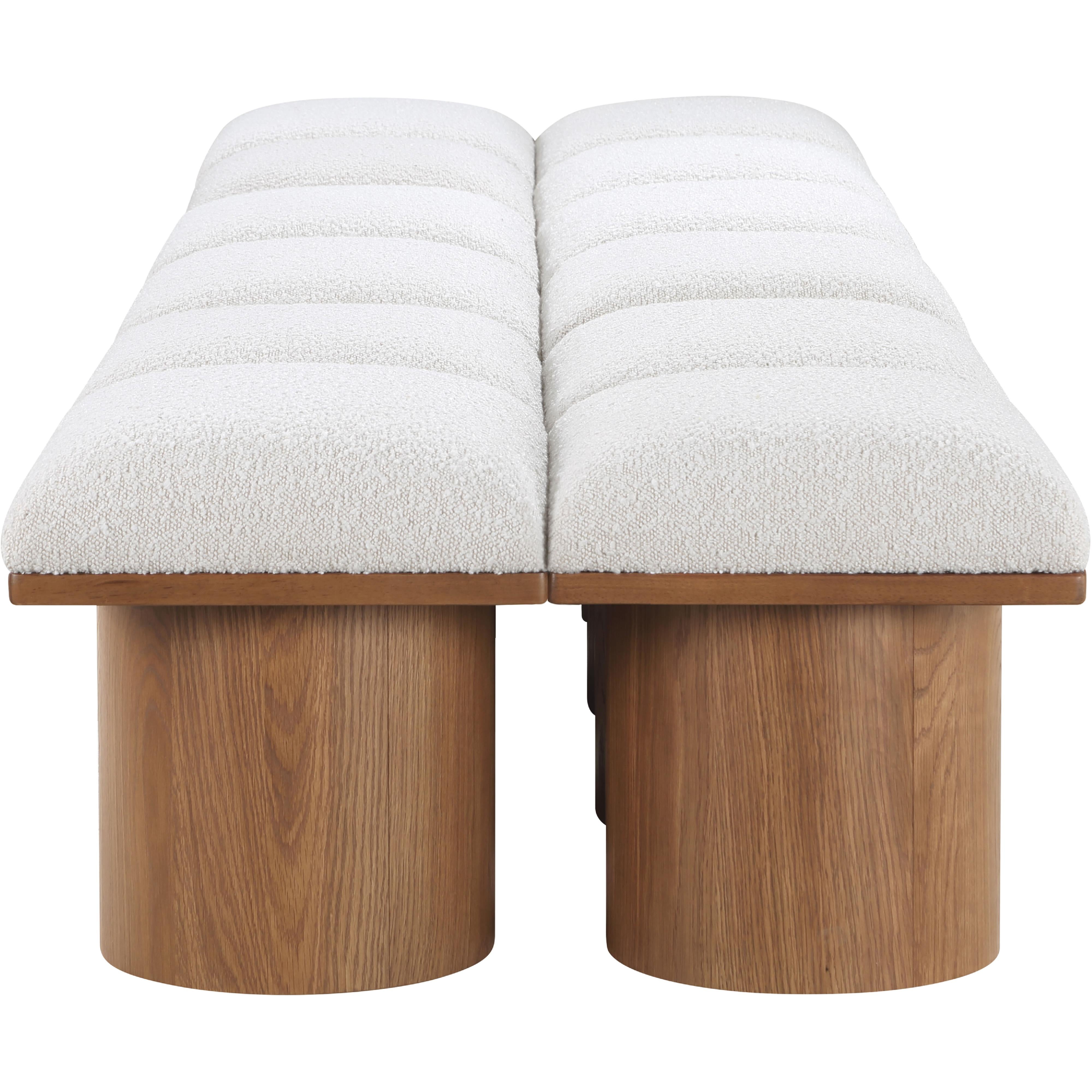 Meridian Pavilion Cream Boucle Fabric Bench