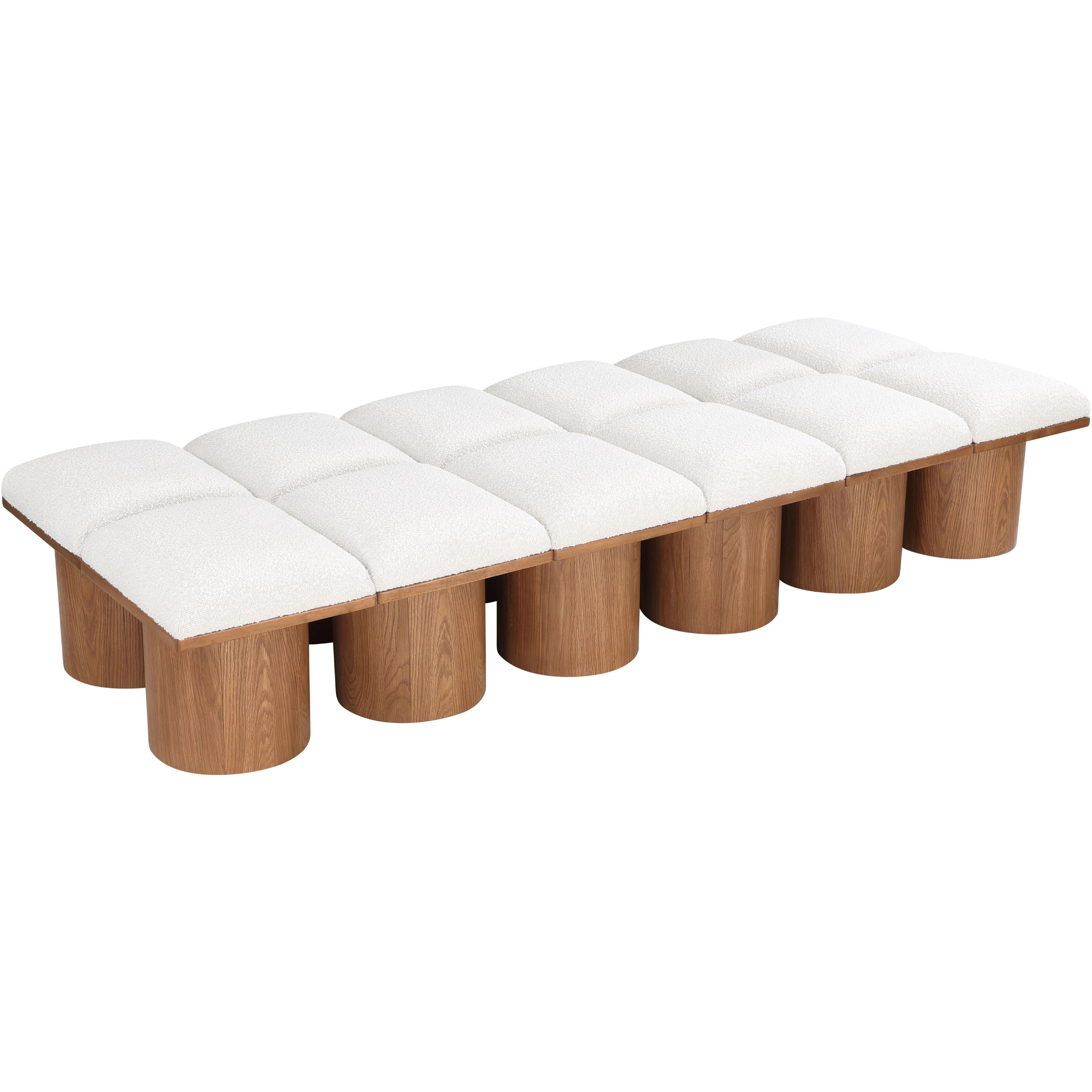 Meridian Pavilion Cream Boucle Fabric Bench