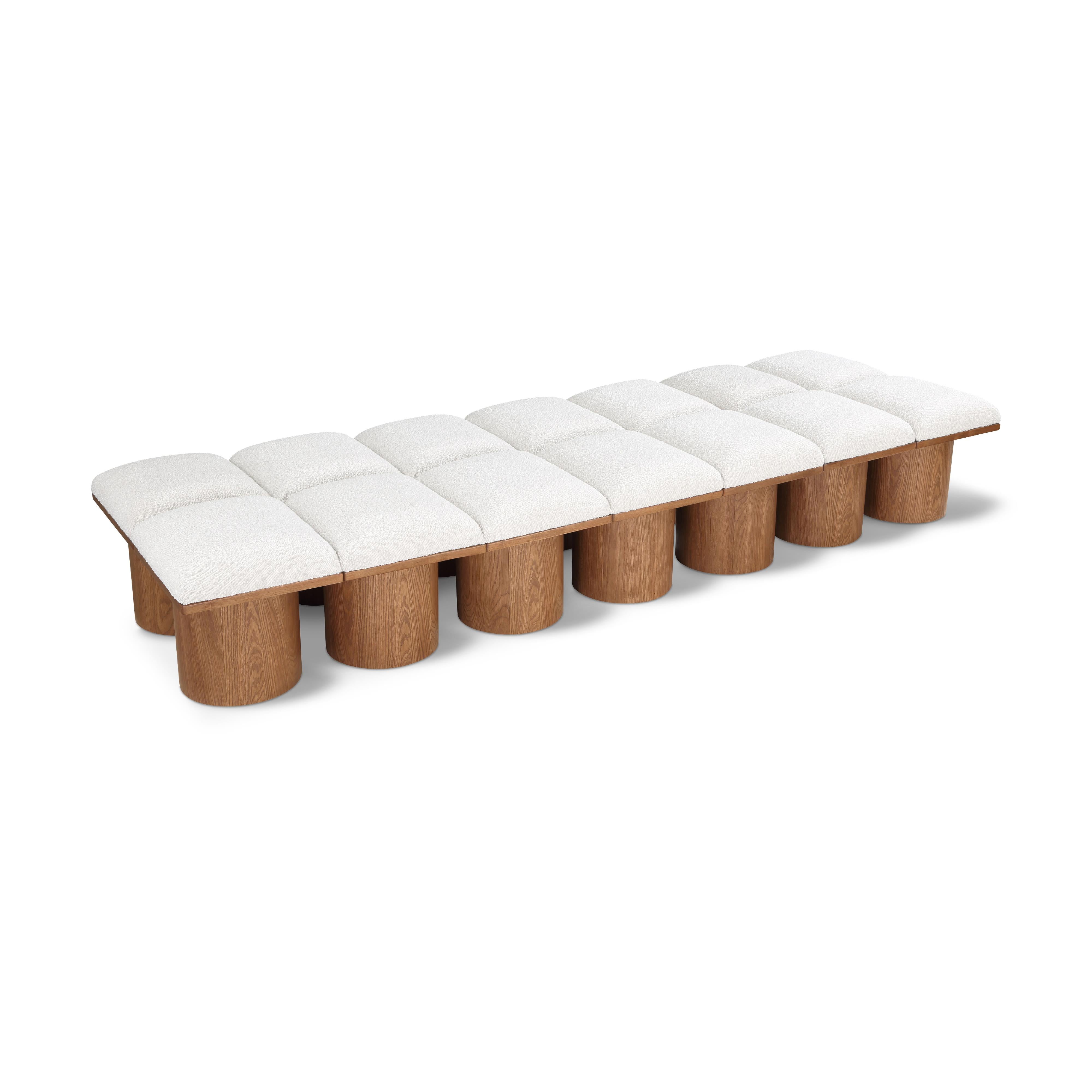 Meridian Pavilion Cream Boucle Fabric Bench