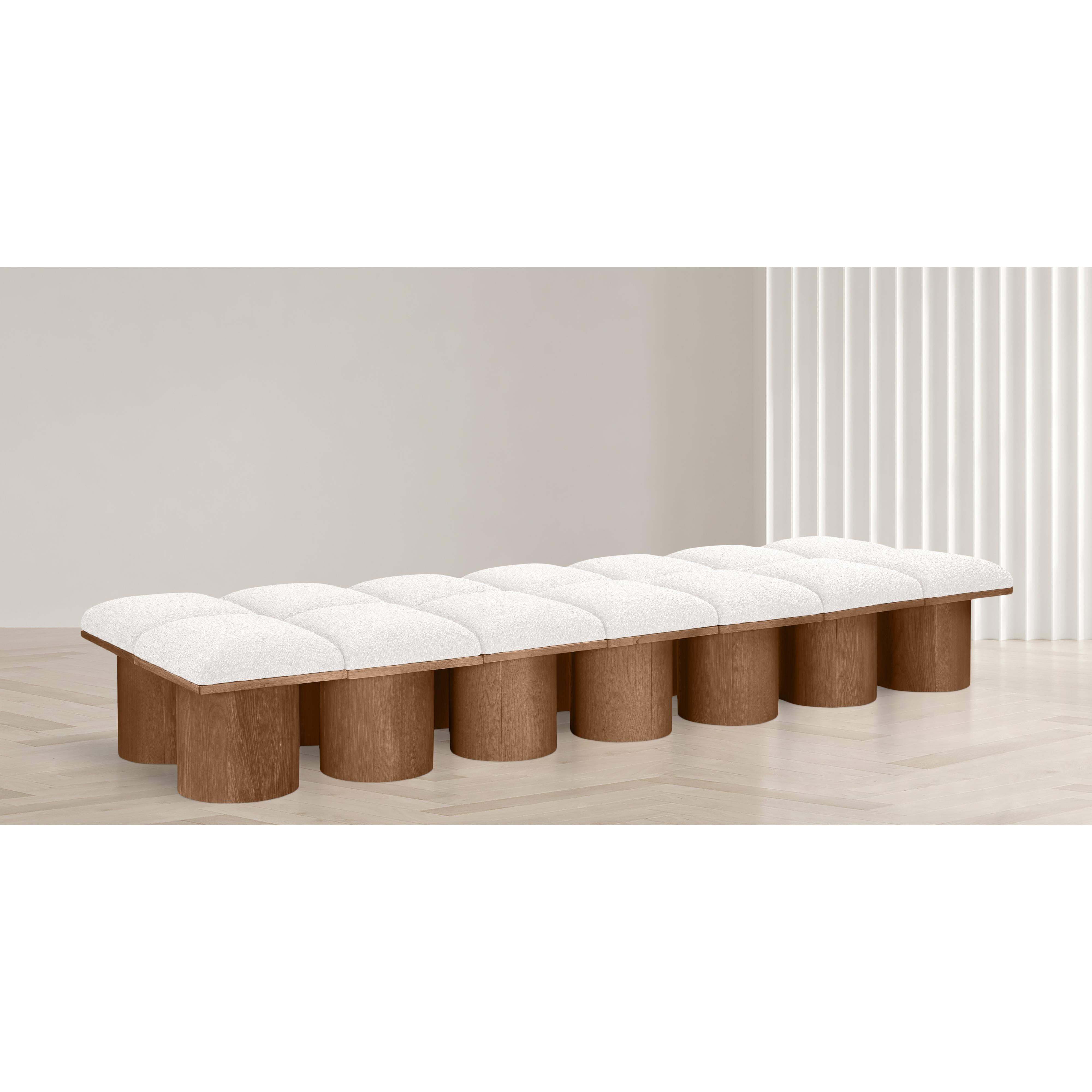 Meridian Pavilion Cream Boucle Fabric Bench