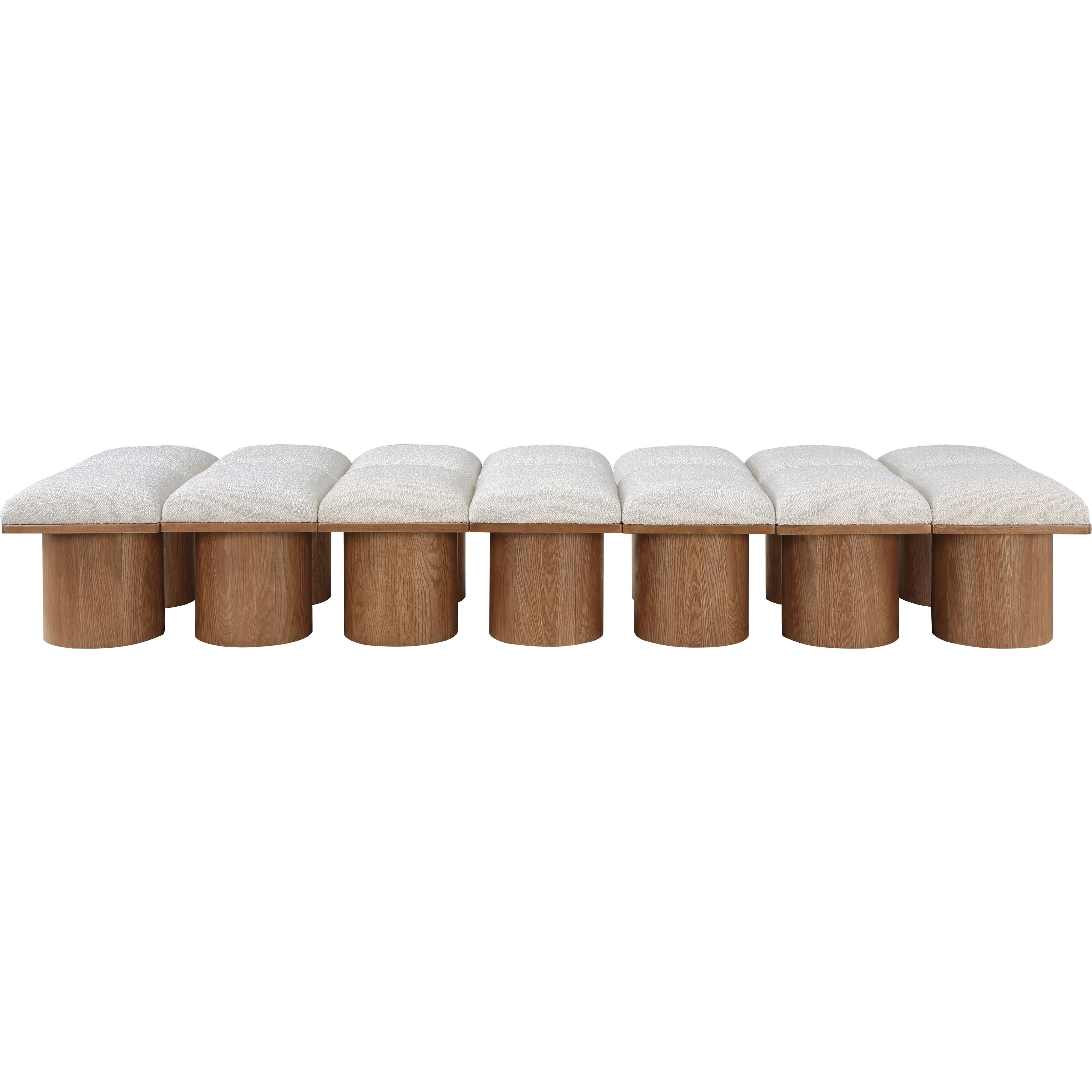 Meridian Pavilion Cream Boucle Fabric Bench