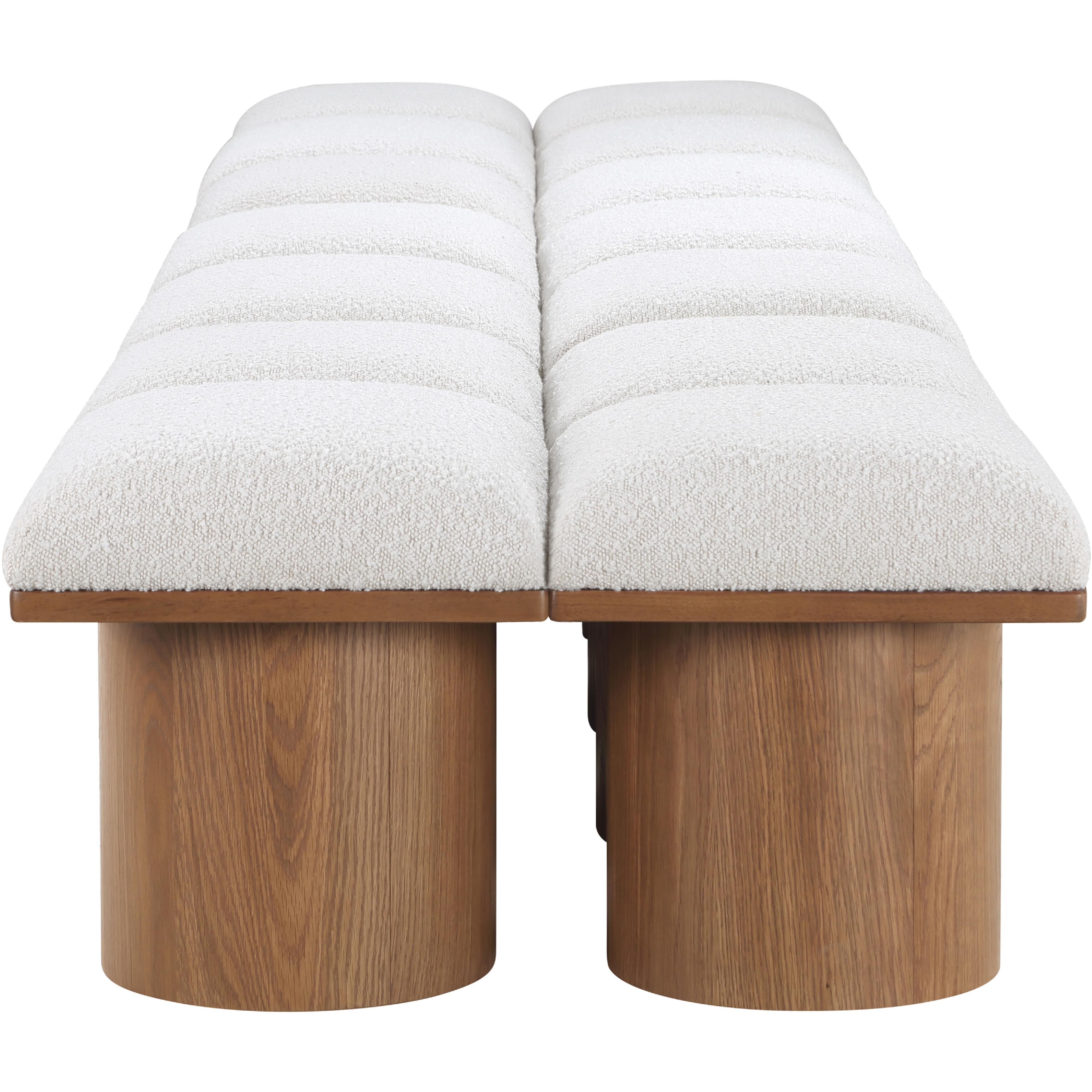 Meridian Pavilion Cream Boucle Fabric Bench
