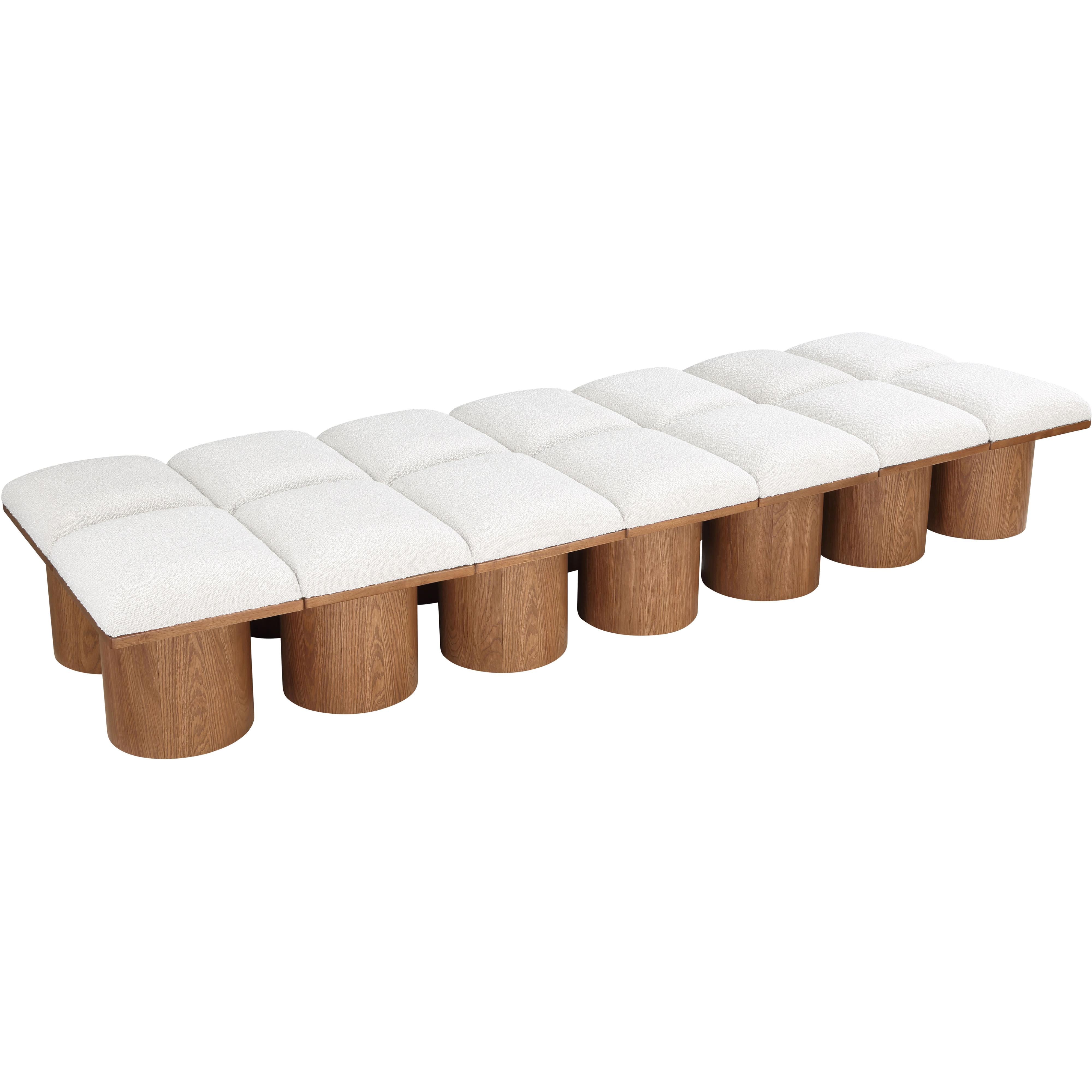 Meridian Pavilion Cream Boucle Fabric Bench