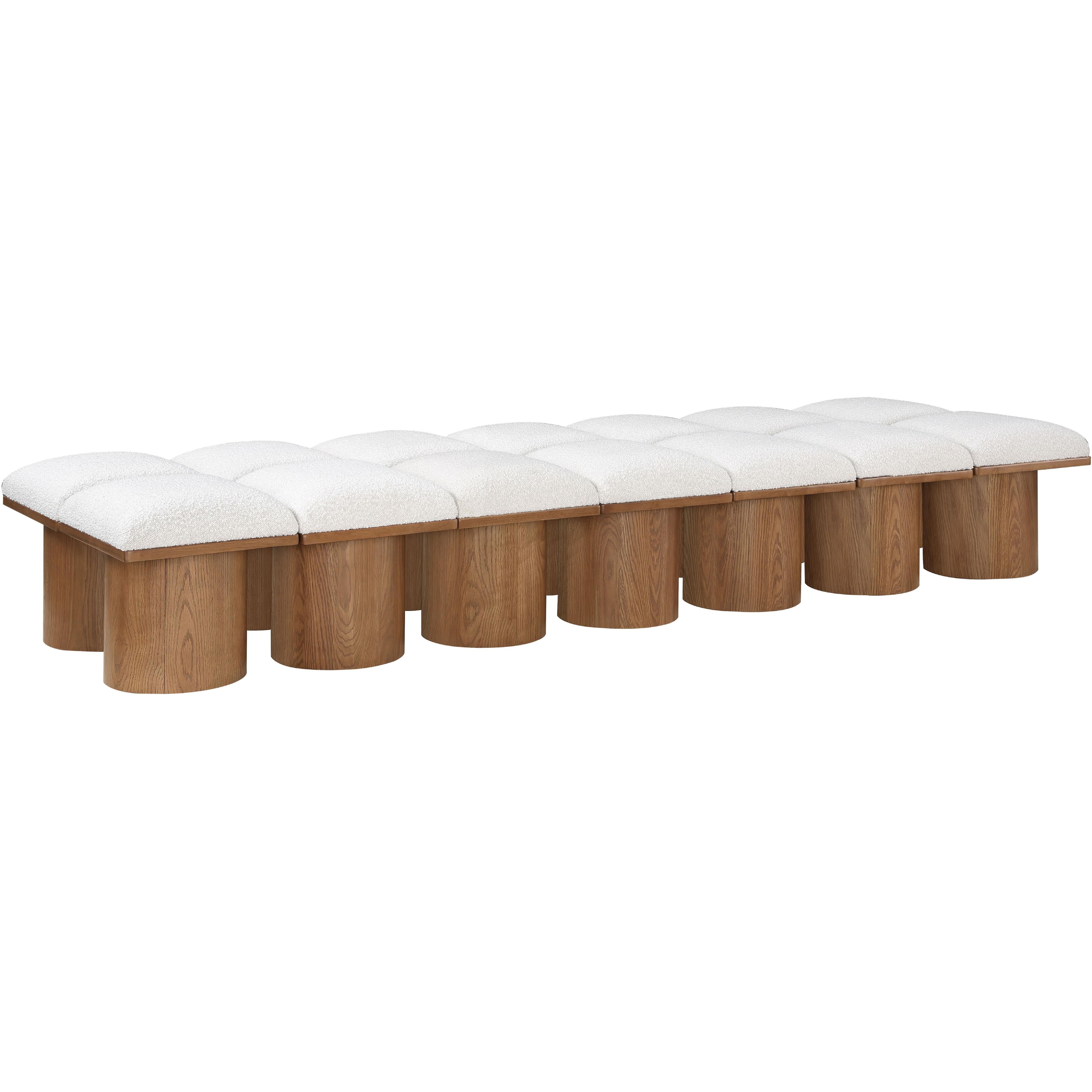 Meridian Pavilion Cream Boucle Fabric Bench