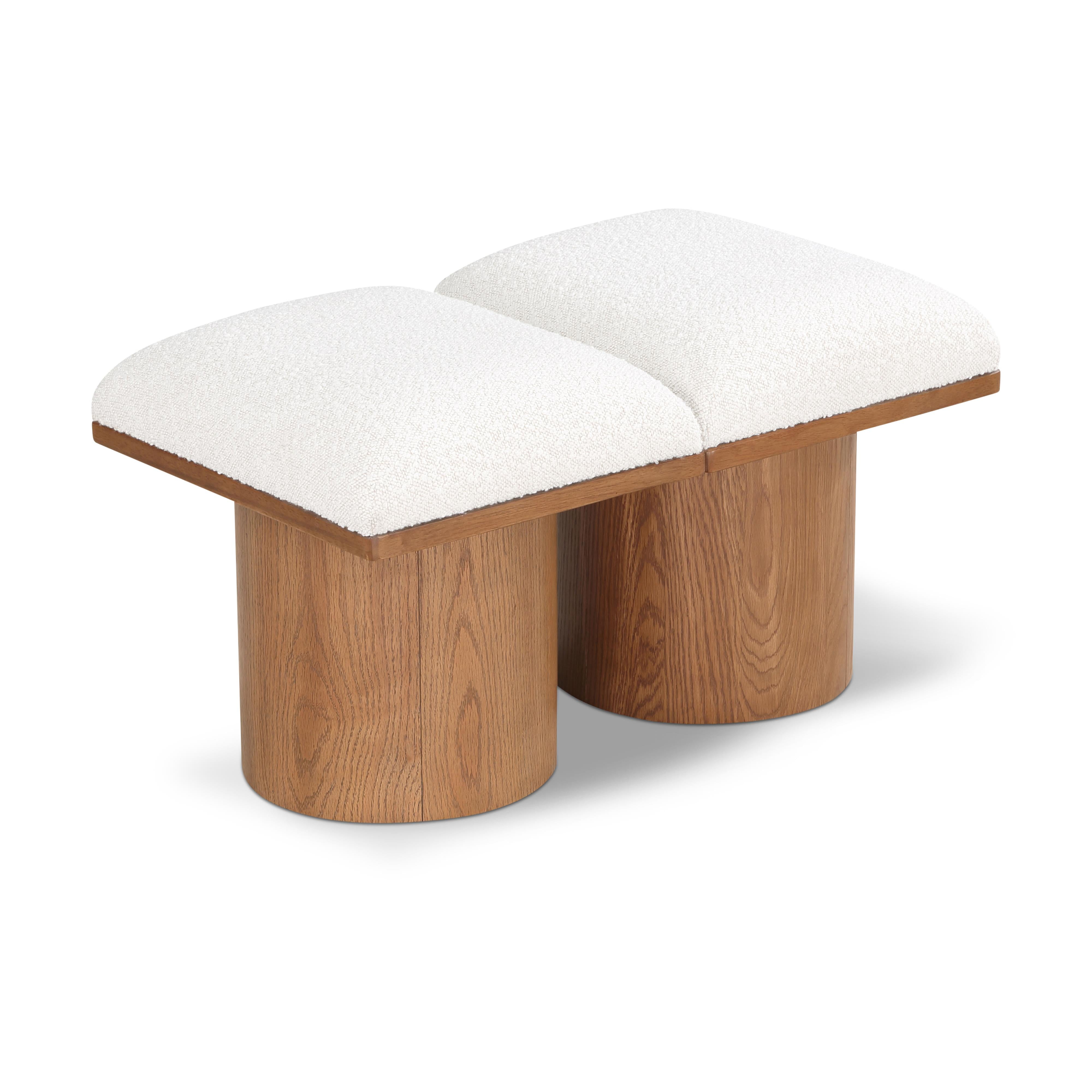 Meridian Pavilion Cream Boucle Fabric Bench