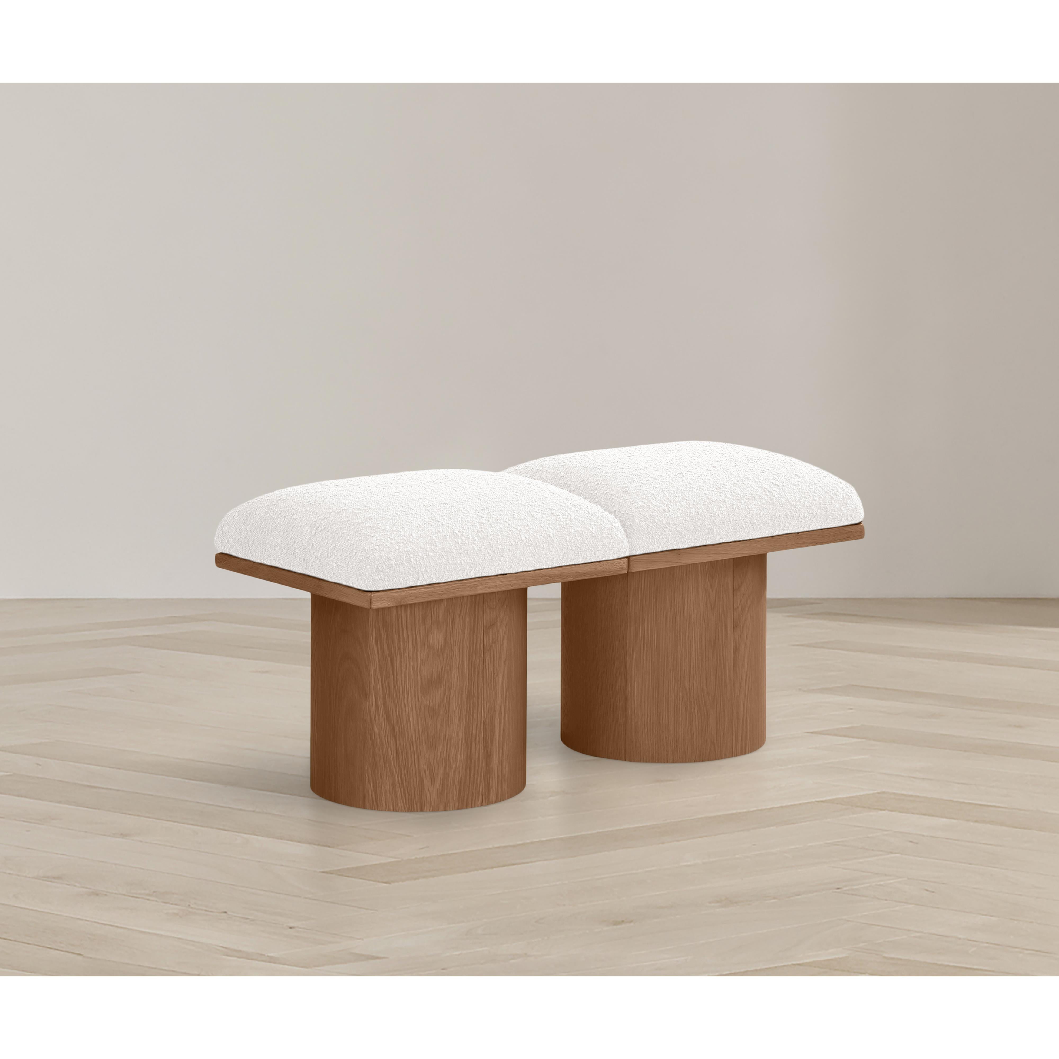 Meridian Pavilion Cream Boucle Fabric Bench