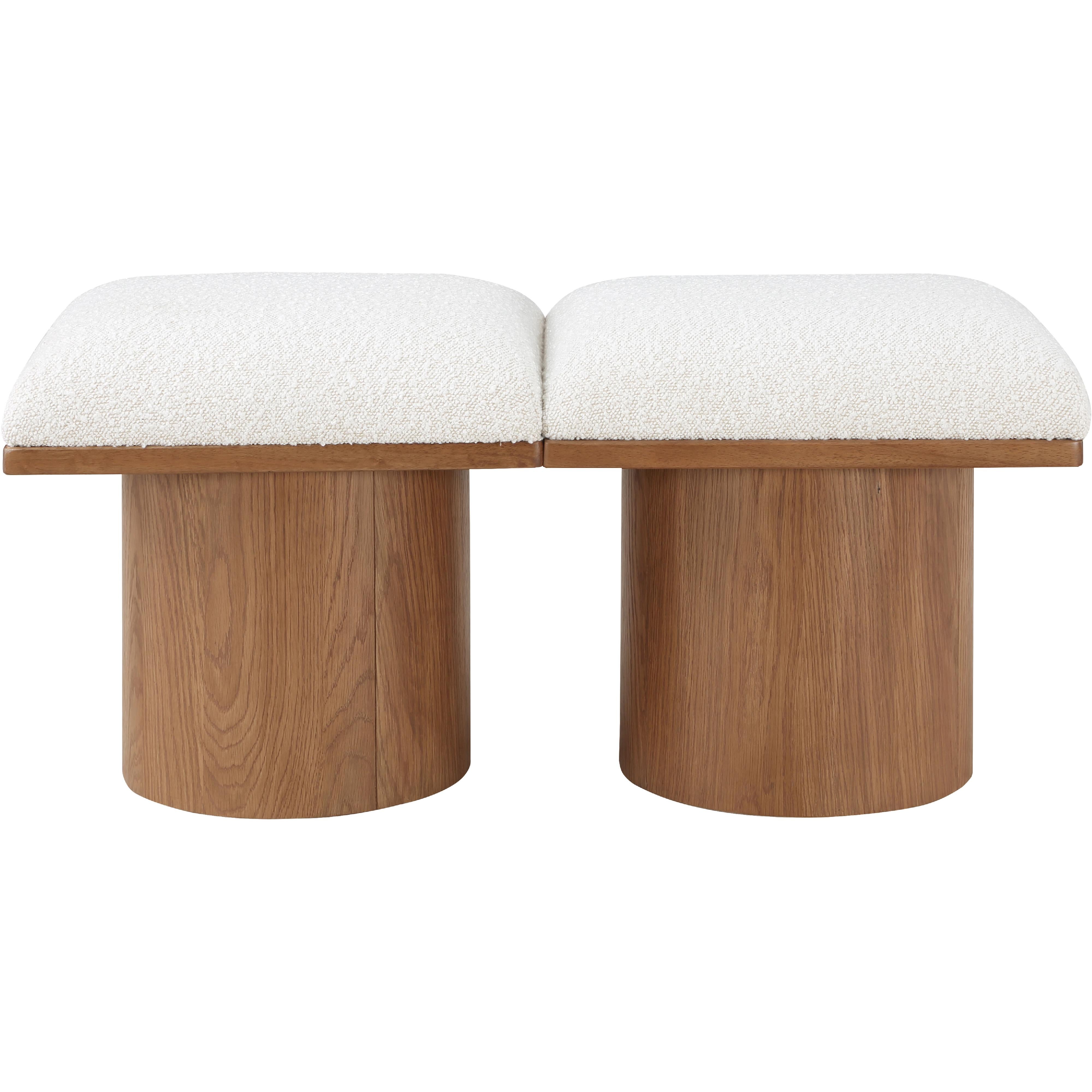 Meridian Pavilion Cream Boucle Fabric Bench