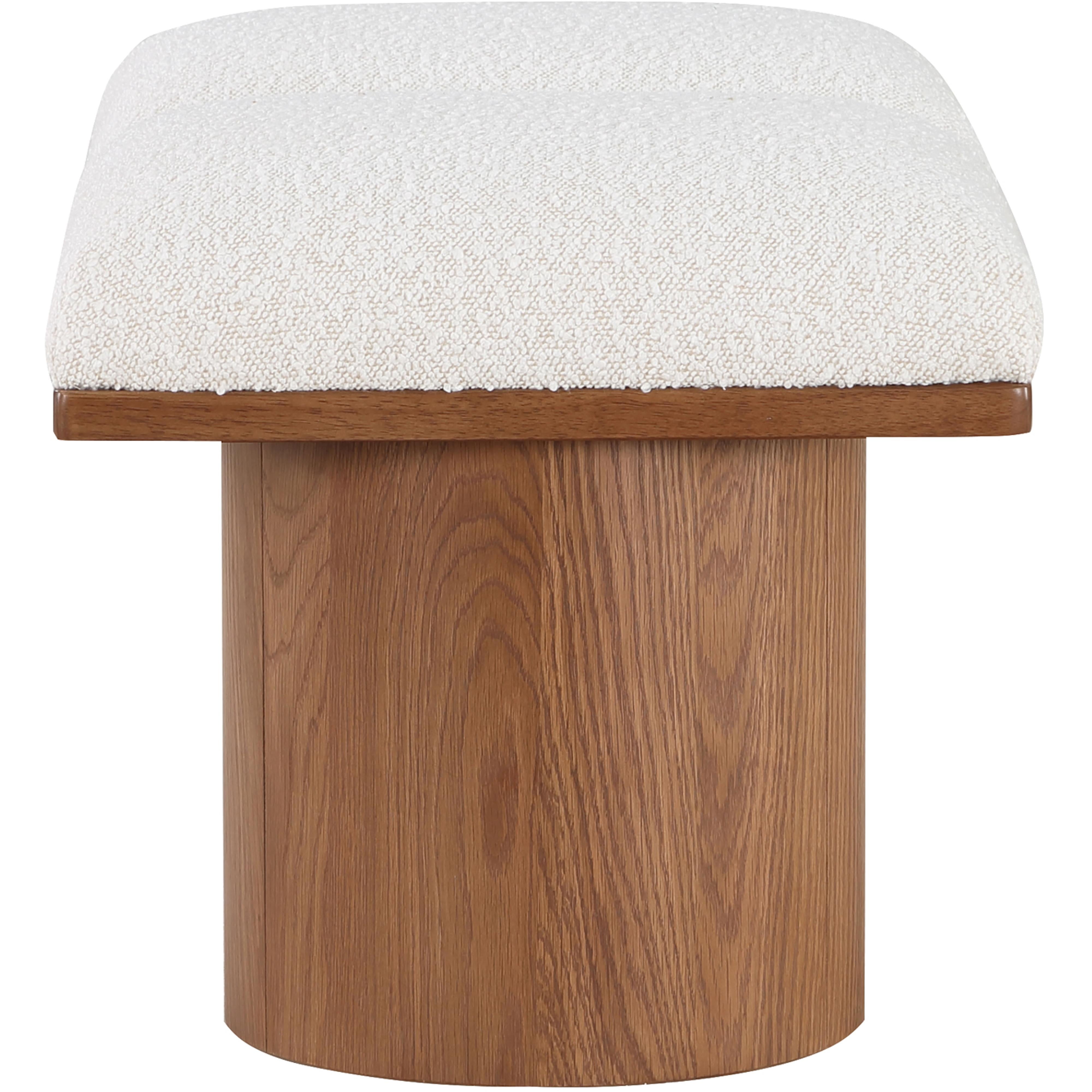 Meridian Pavilion Cream Boucle Fabric Bench