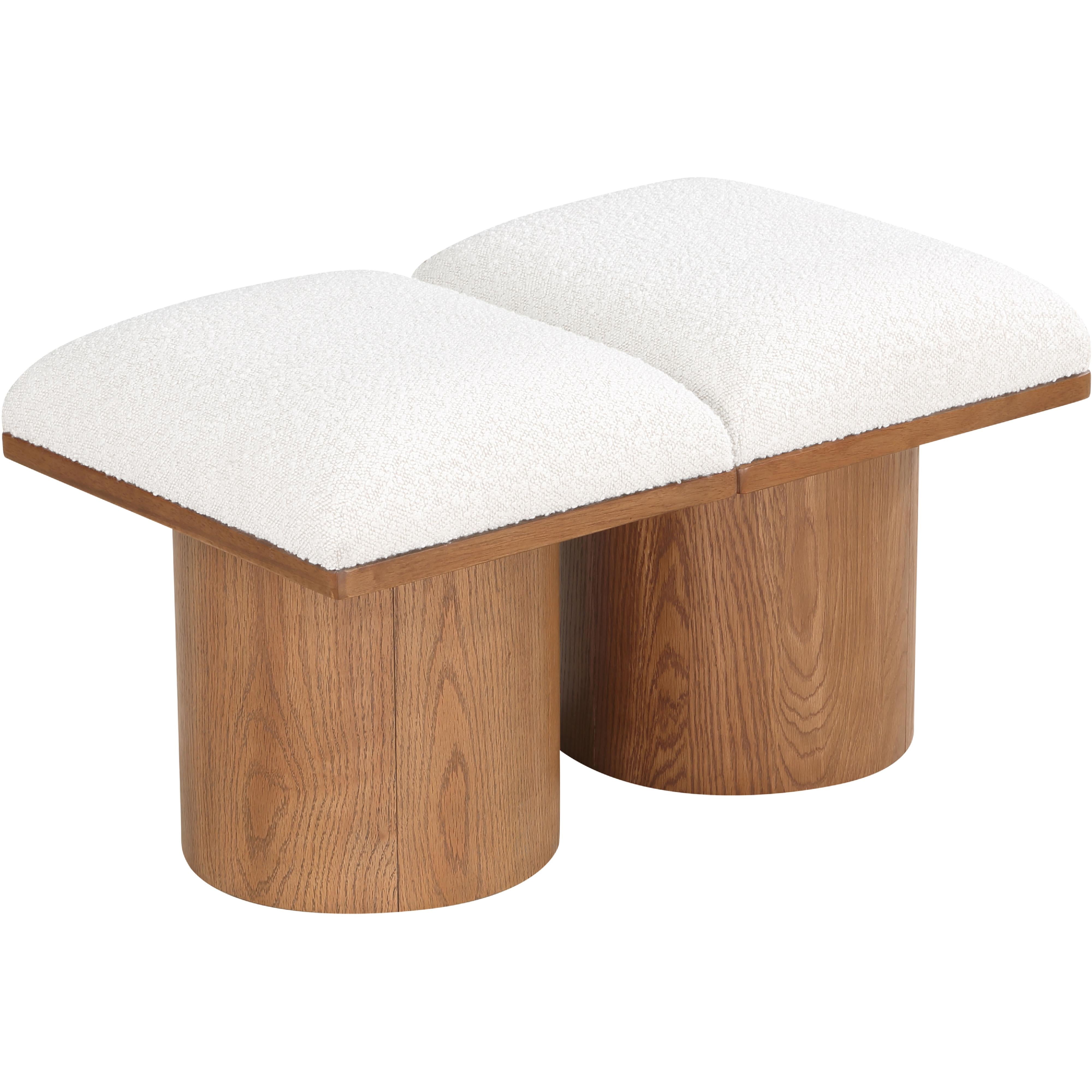Meridian Pavilion Cream Boucle Fabric Bench