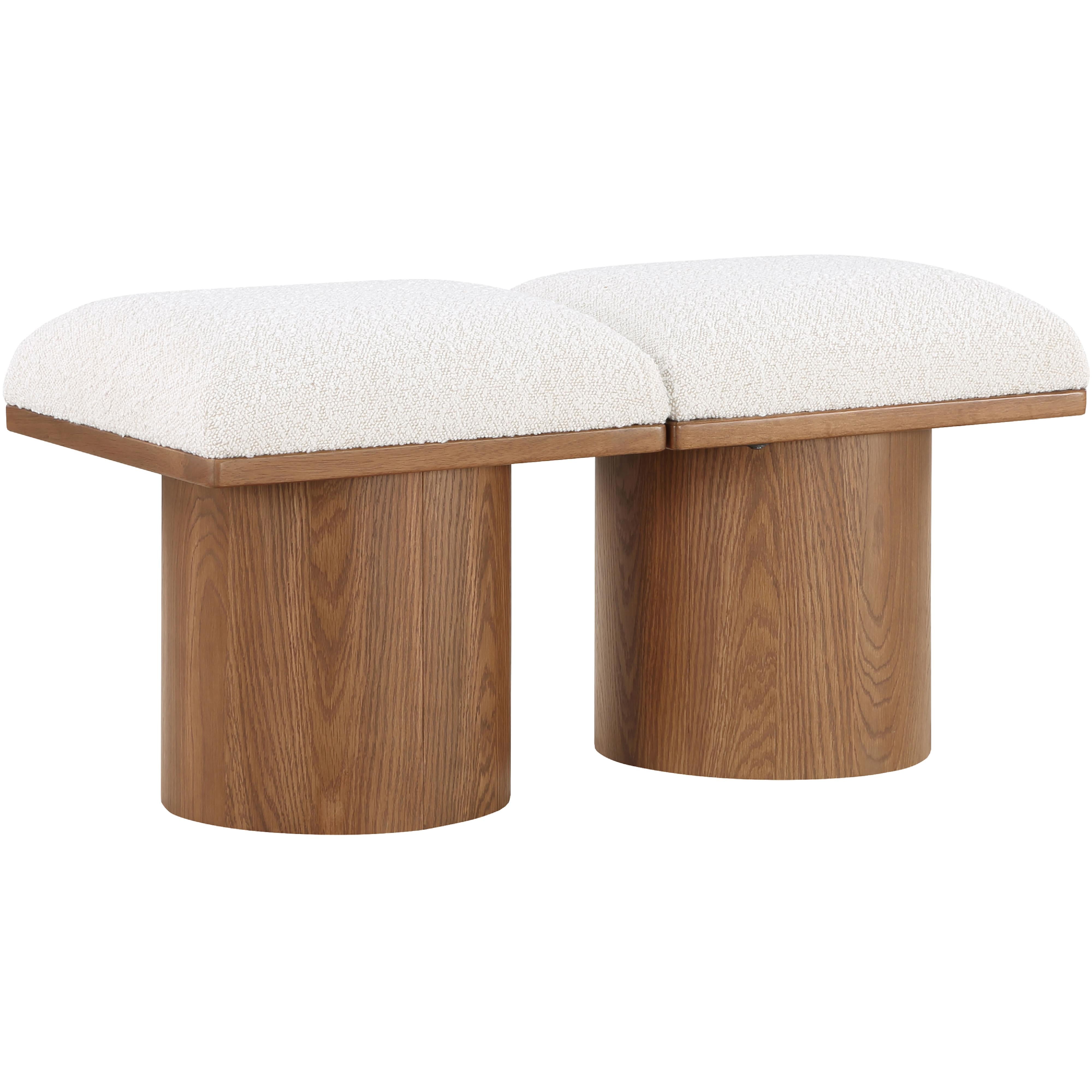 Meridian Pavilion Cream Boucle Fabric Bench