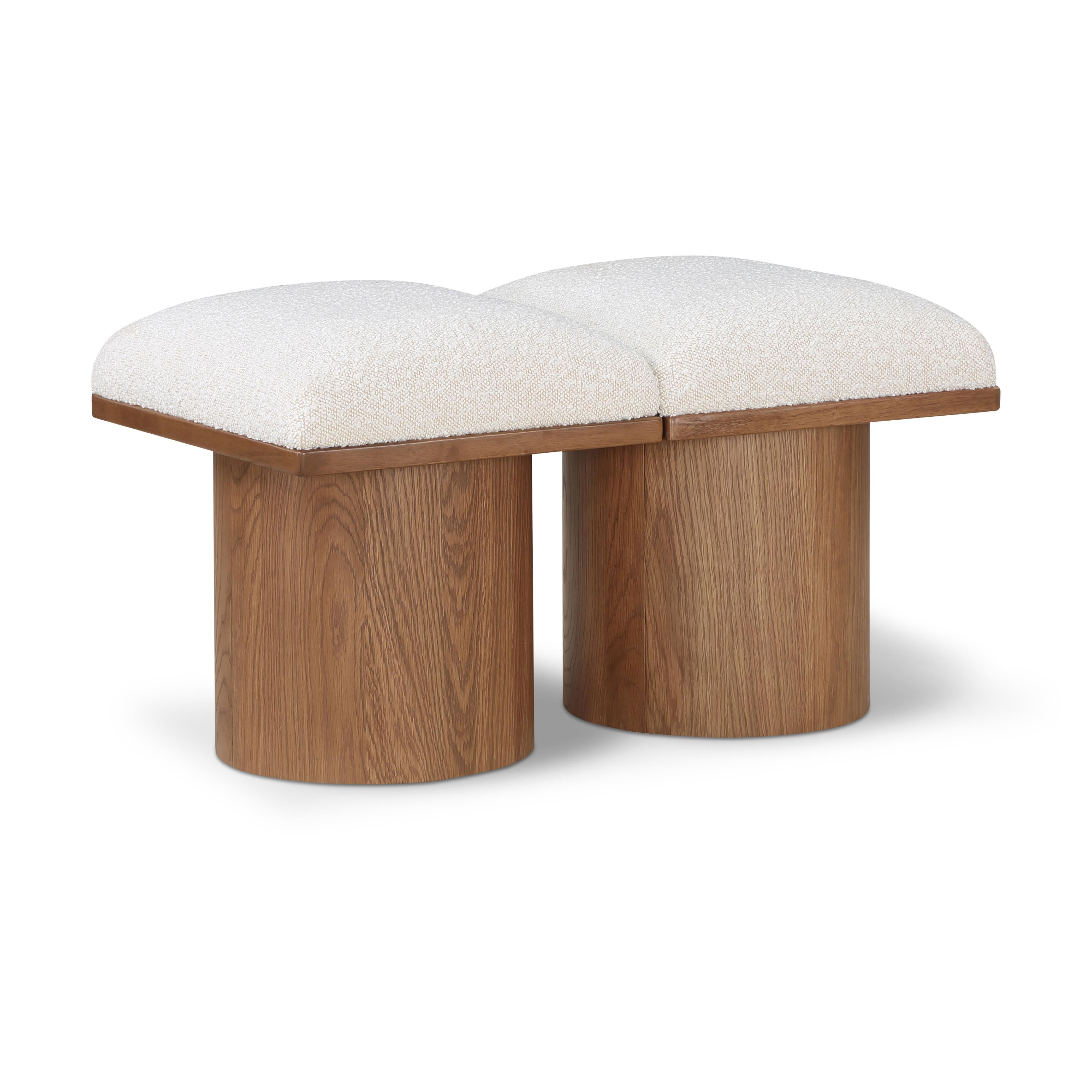 Meridian Pavilion Cream Boucle Fabric Bench