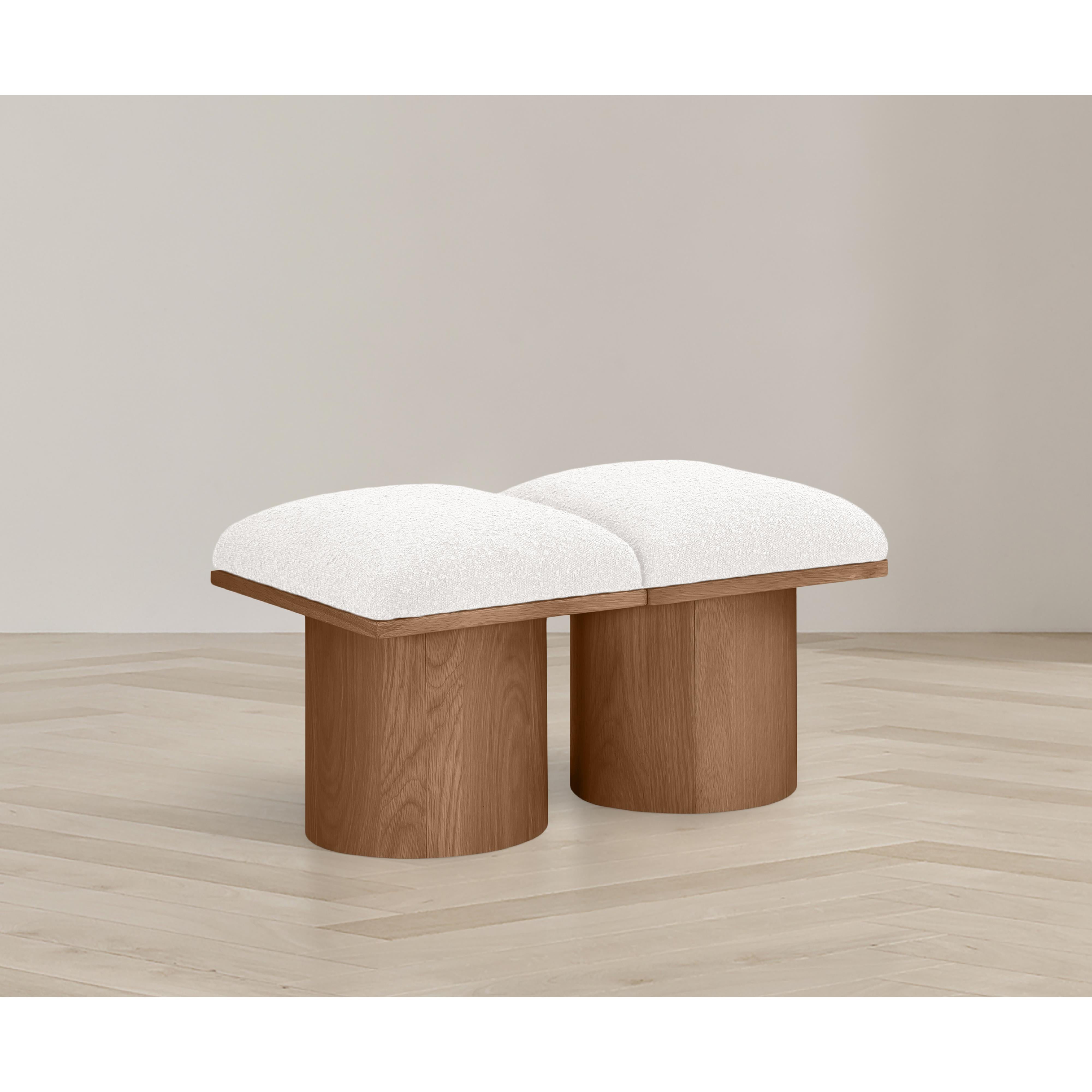 Meridian Pavilion Cream Boucle Fabric Bench