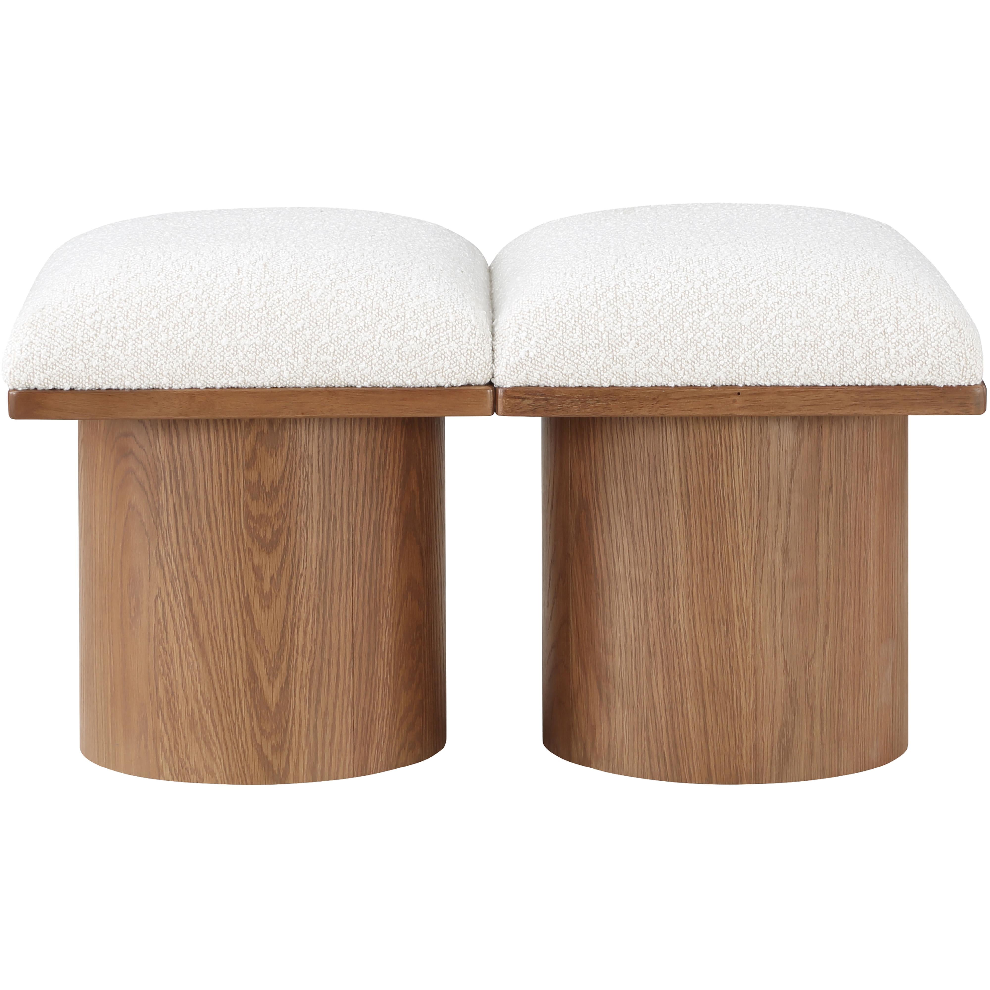 Meridian Pavilion Cream Boucle Fabric Bench