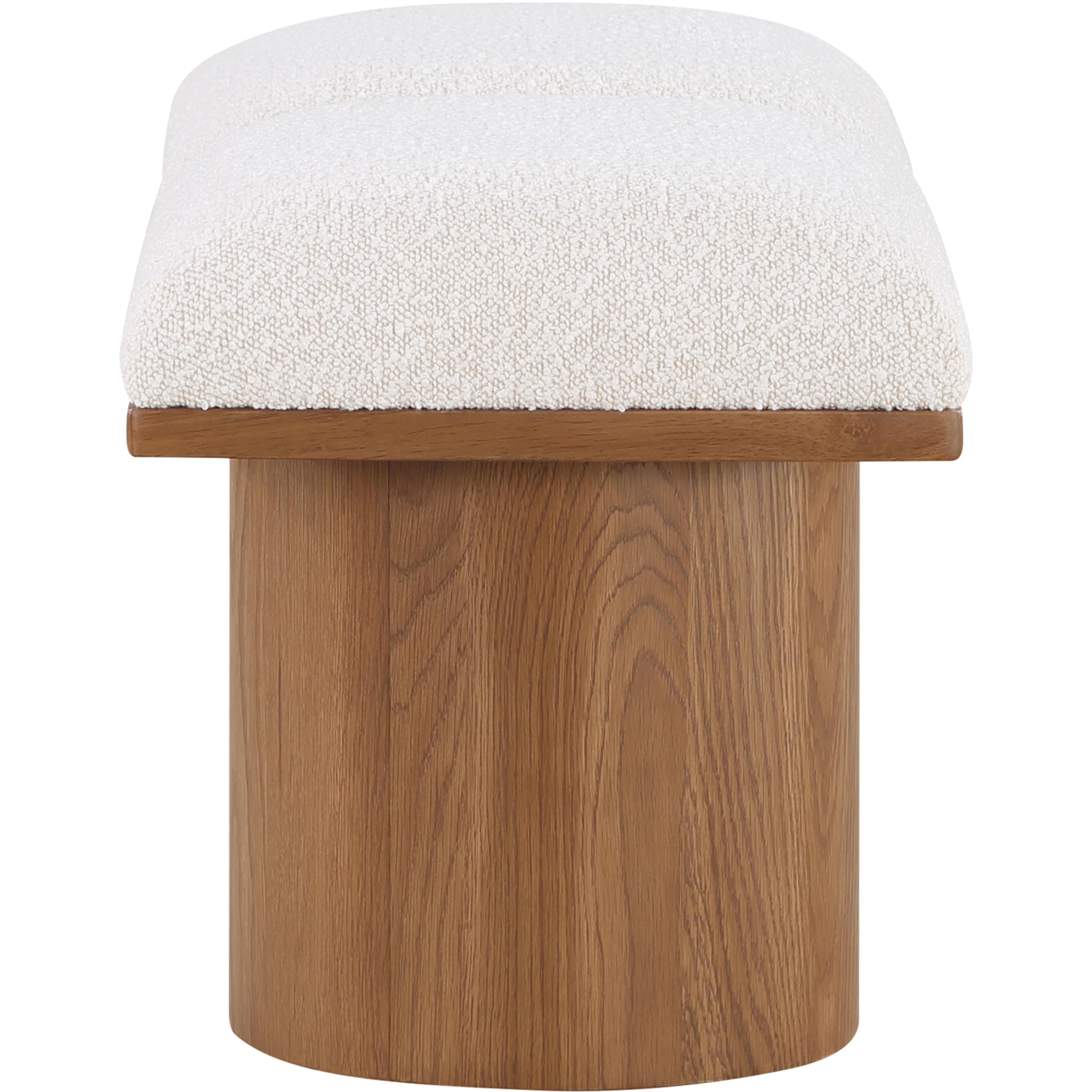 Meridian Pavilion Cream Boucle Fabric Bench