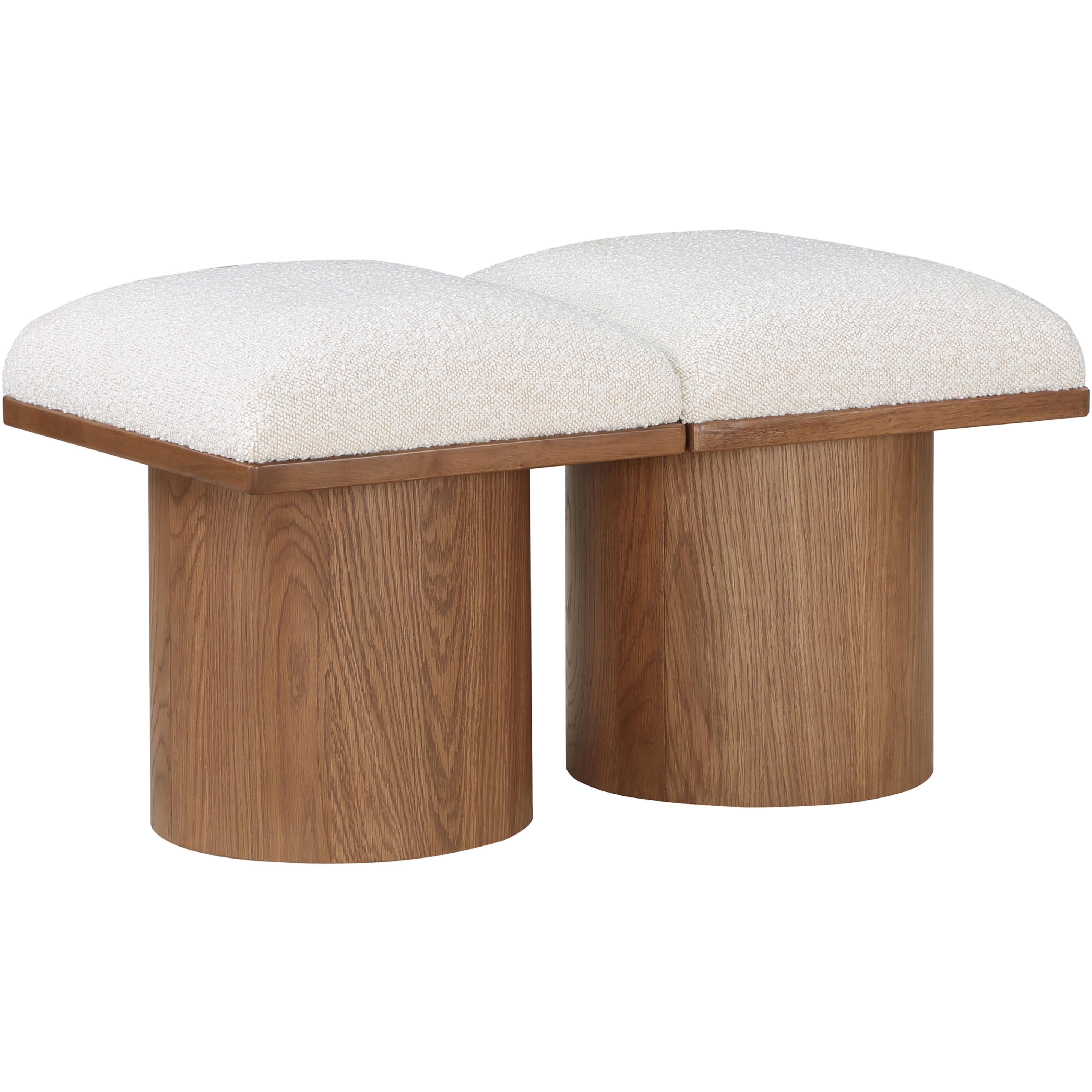 Meridian Pavilion Cream Boucle Fabric Bench