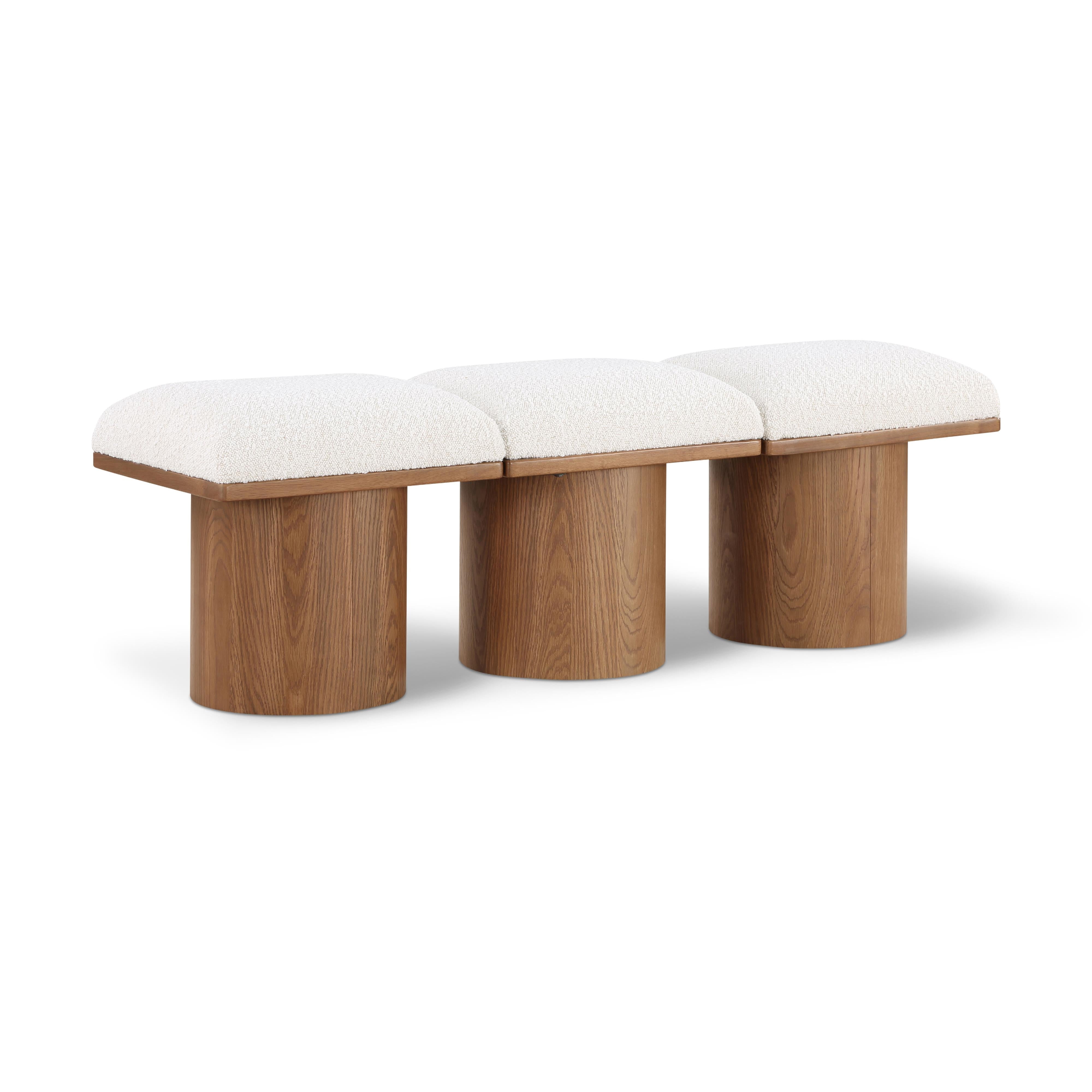 Meridian Pavilion Cream Boucle Fabric Bench