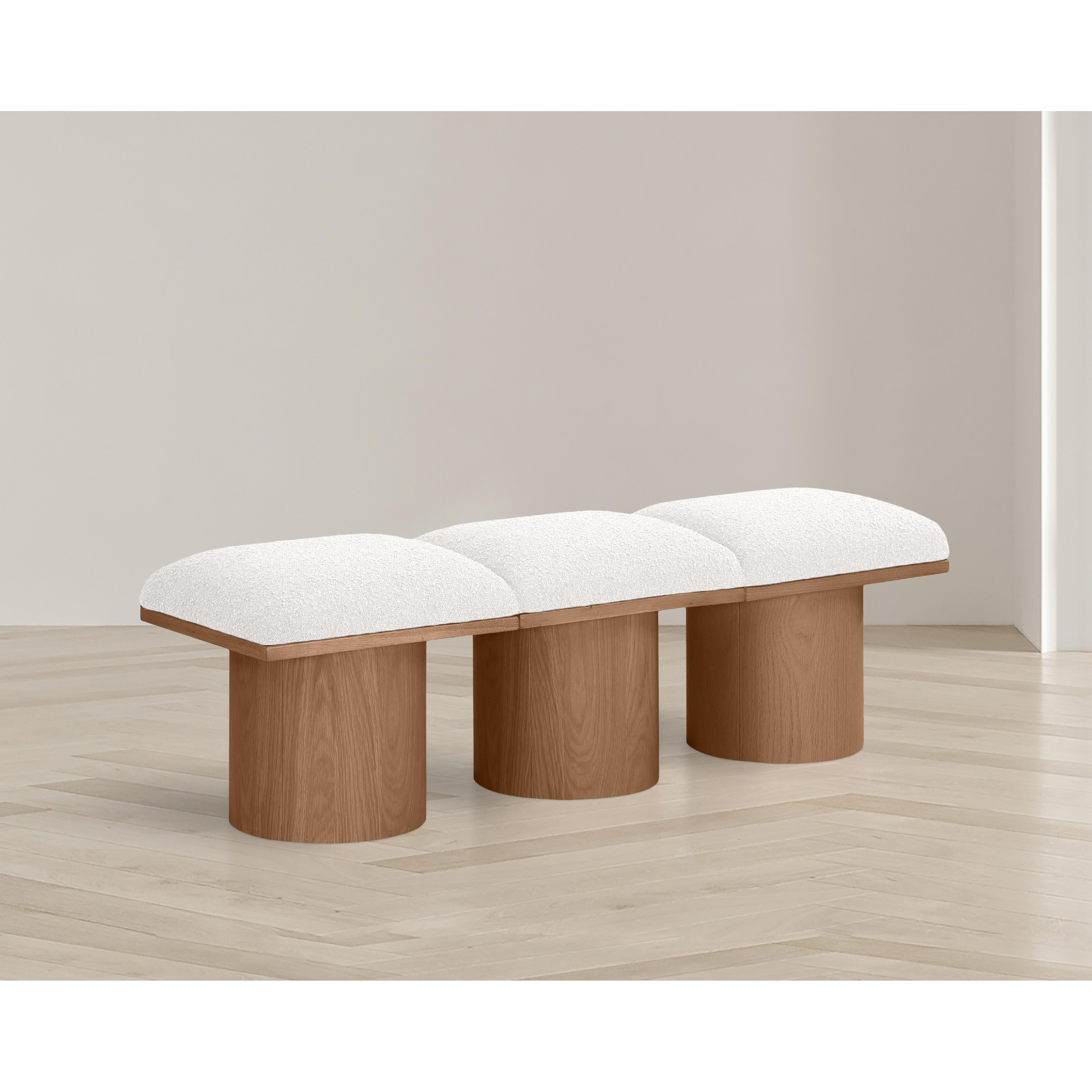 Meridian Pavilion Cream Boucle Fabric Bench