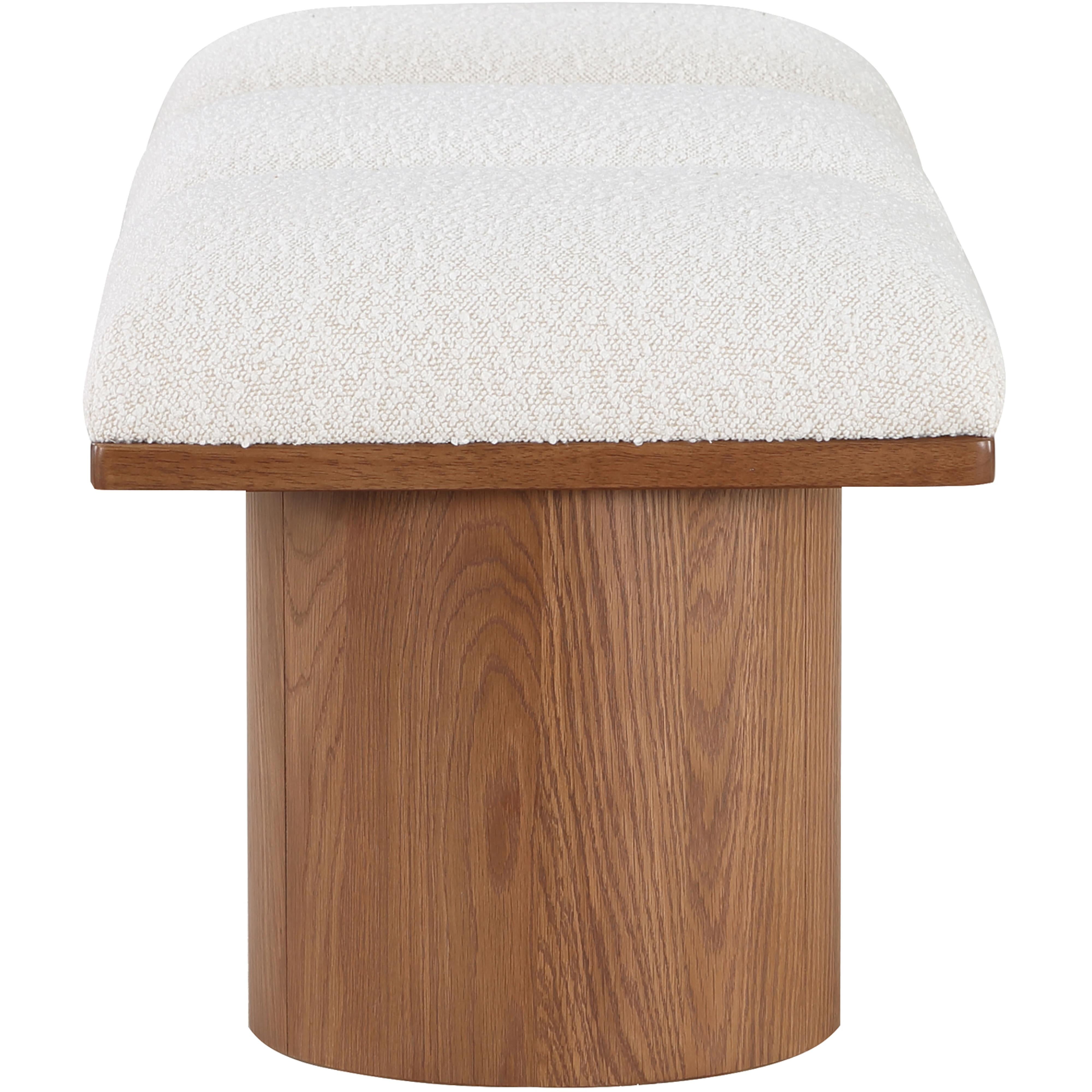 Meridian Pavilion Cream Boucle Fabric Bench
