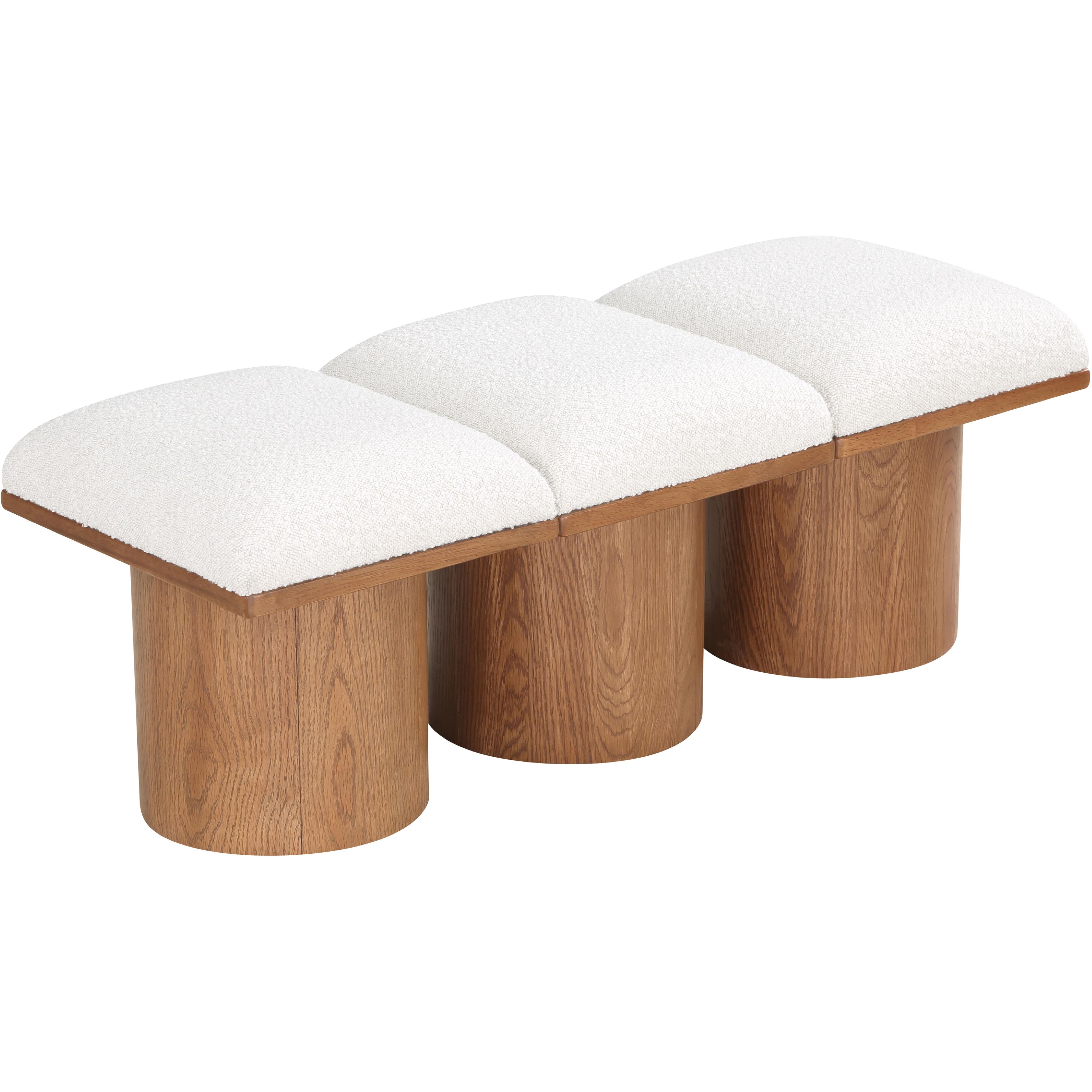 Meridian Pavilion Cream Boucle Fabric Bench