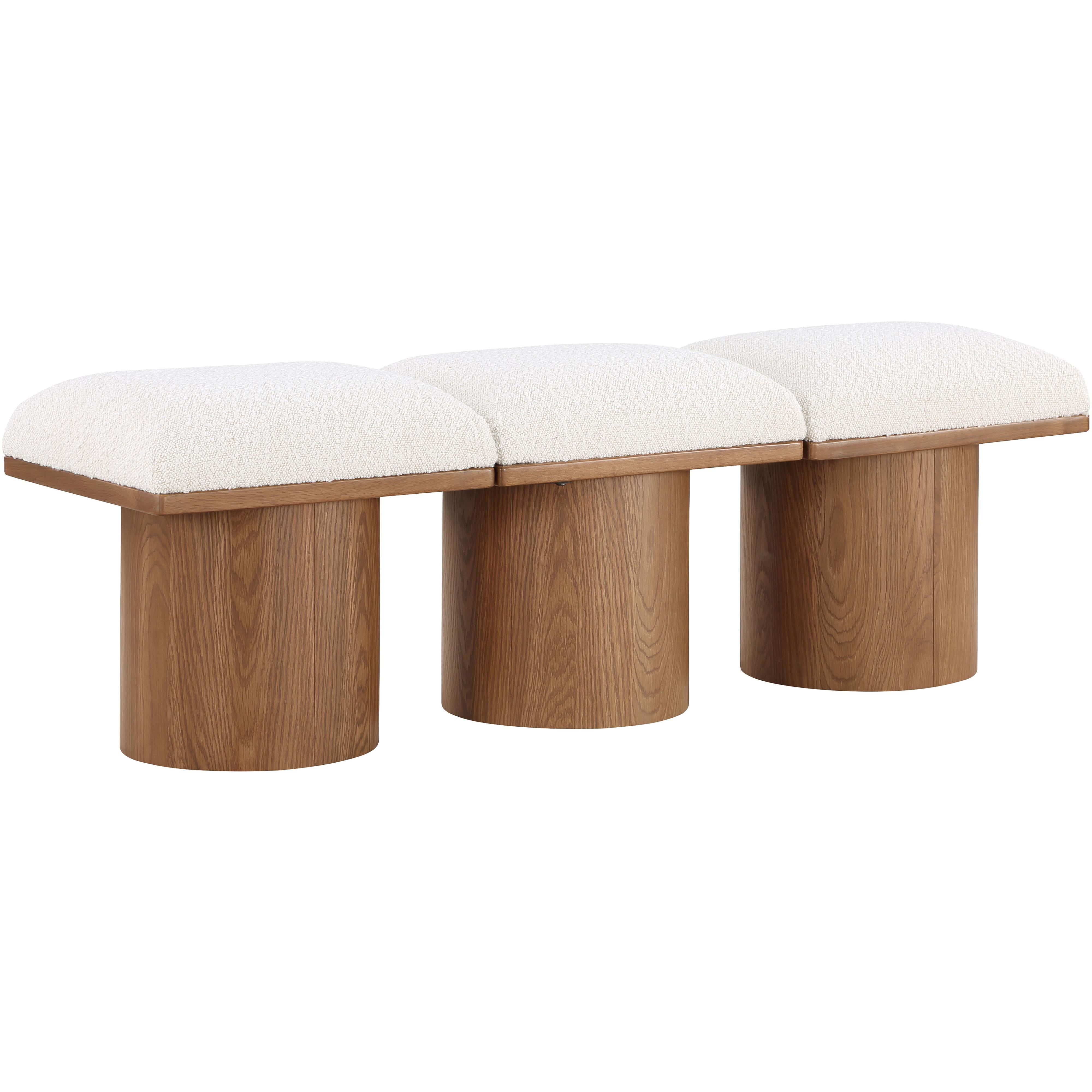 Meridian Pavilion Cream Boucle Fabric Bench
