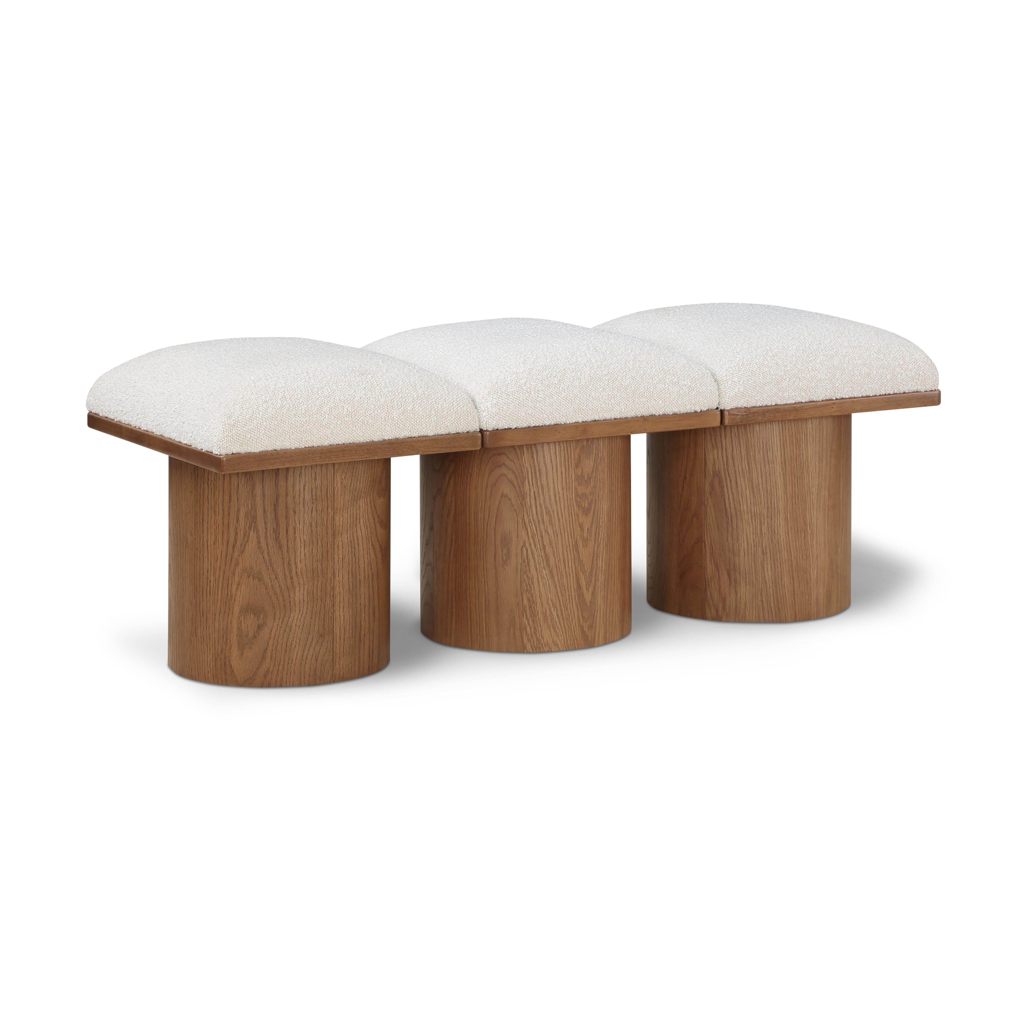 Meridian Pavilion Cream Boucle Fabric Bench