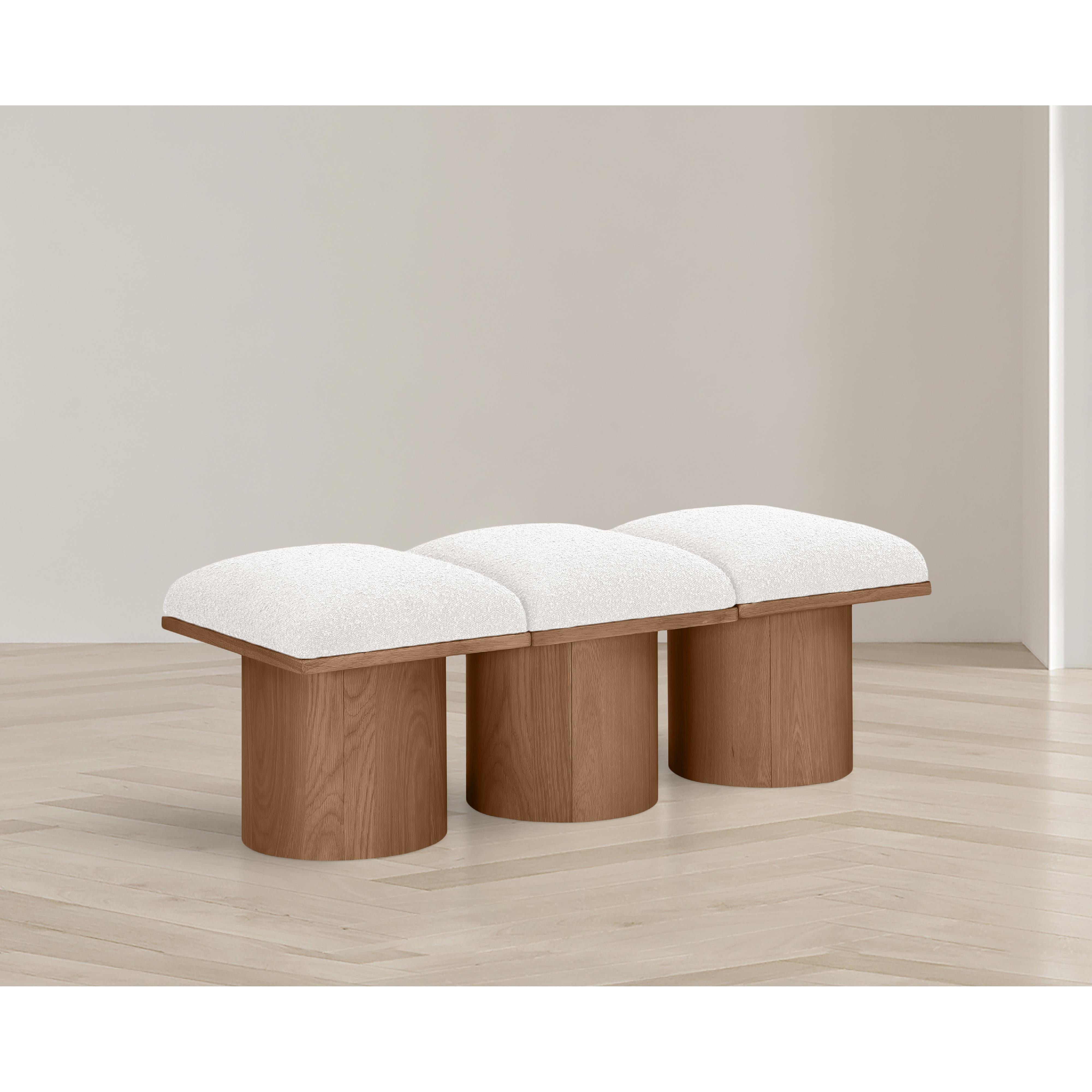 Meridian Pavilion Cream Boucle Fabric Bench