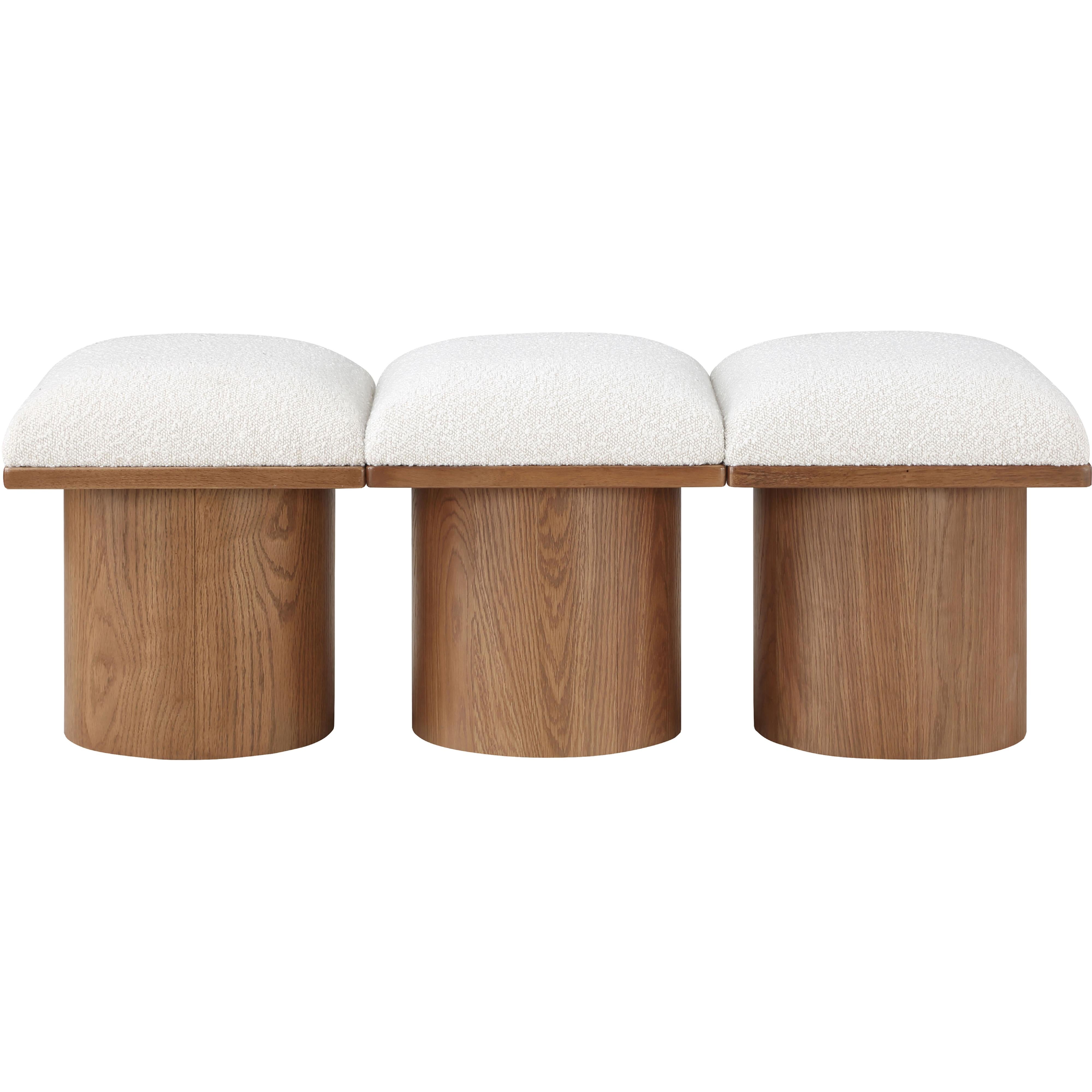 Meridian Pavilion Cream Boucle Fabric Bench