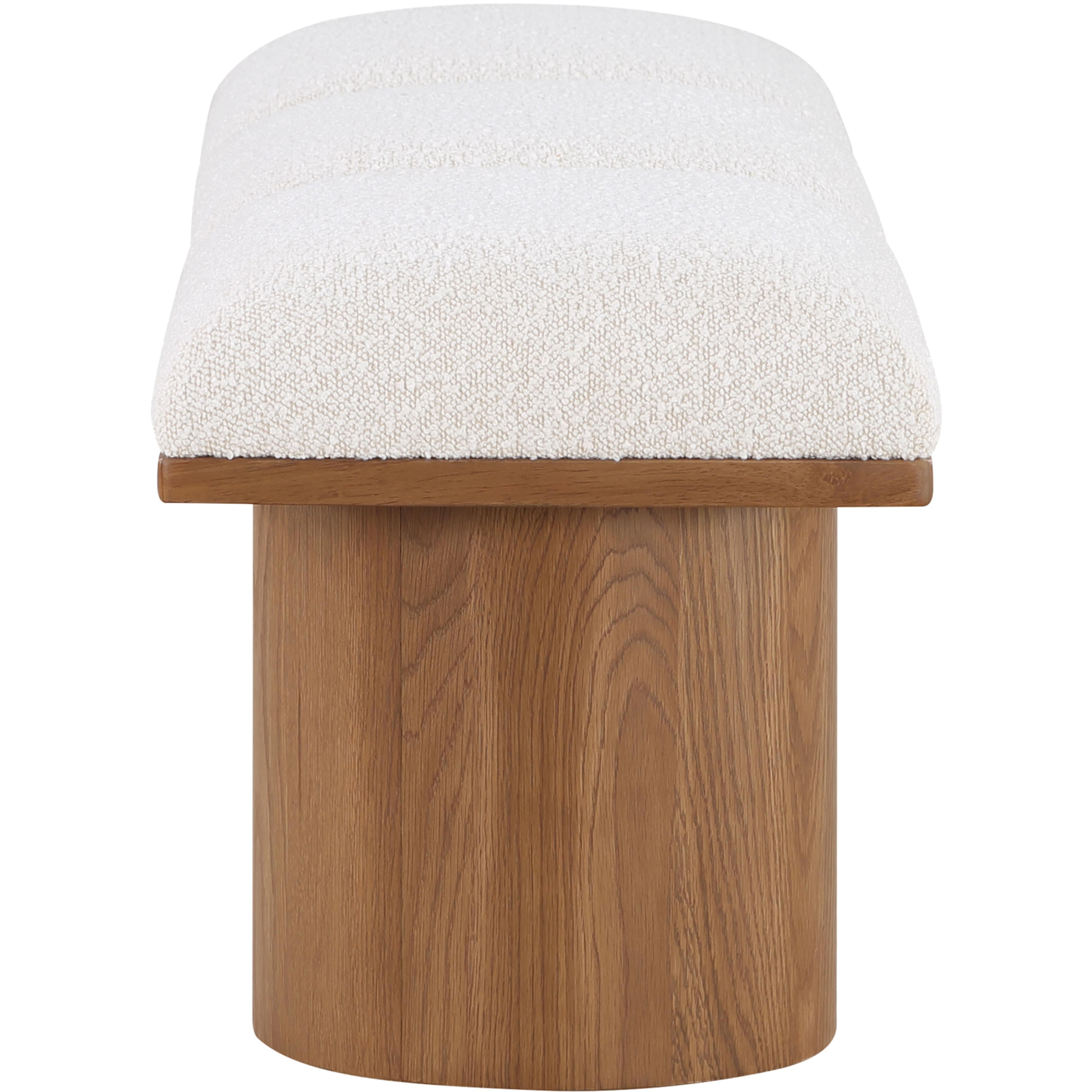 Meridian Pavilion Cream Boucle Fabric Bench