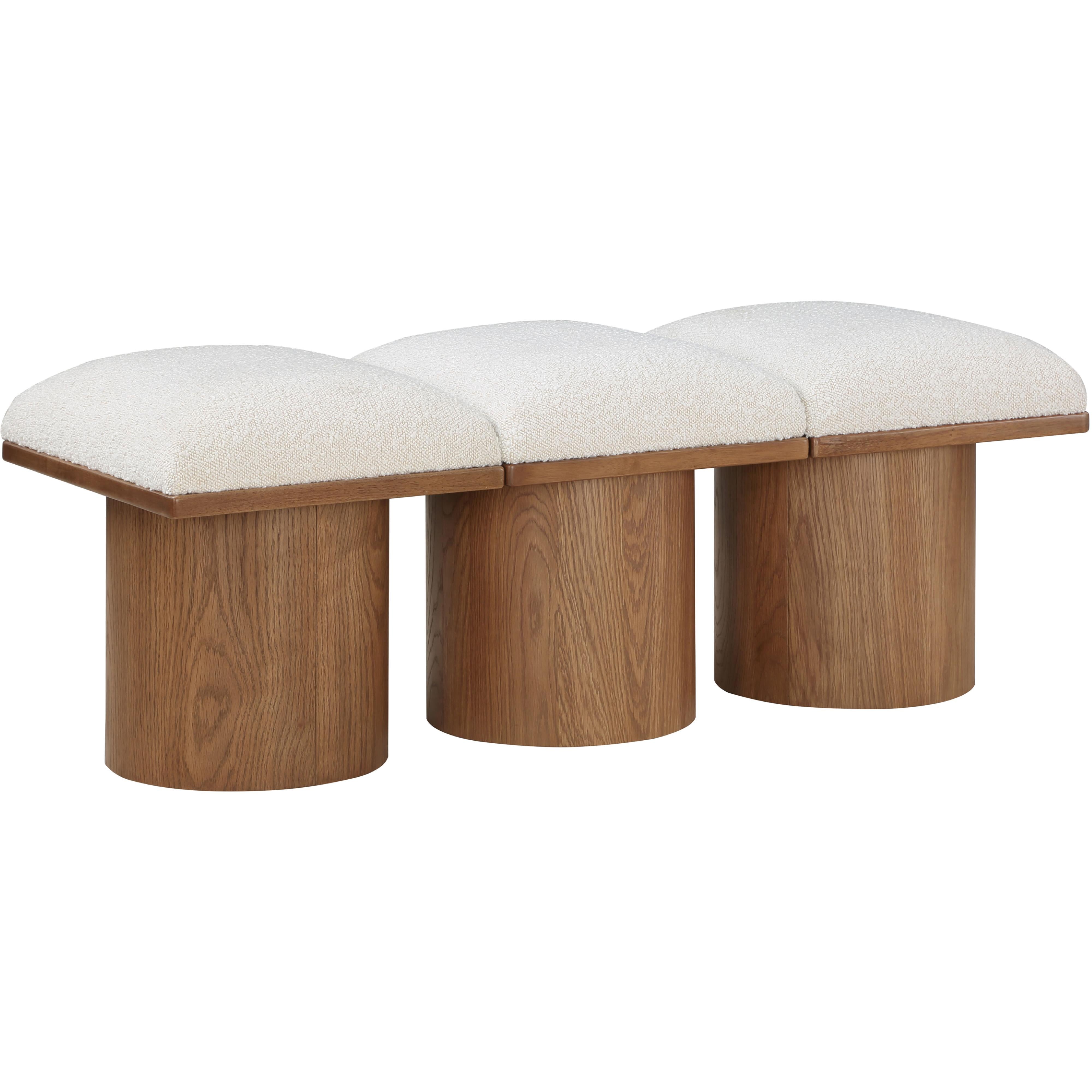 Meridian Pavilion Cream Boucle Fabric Bench