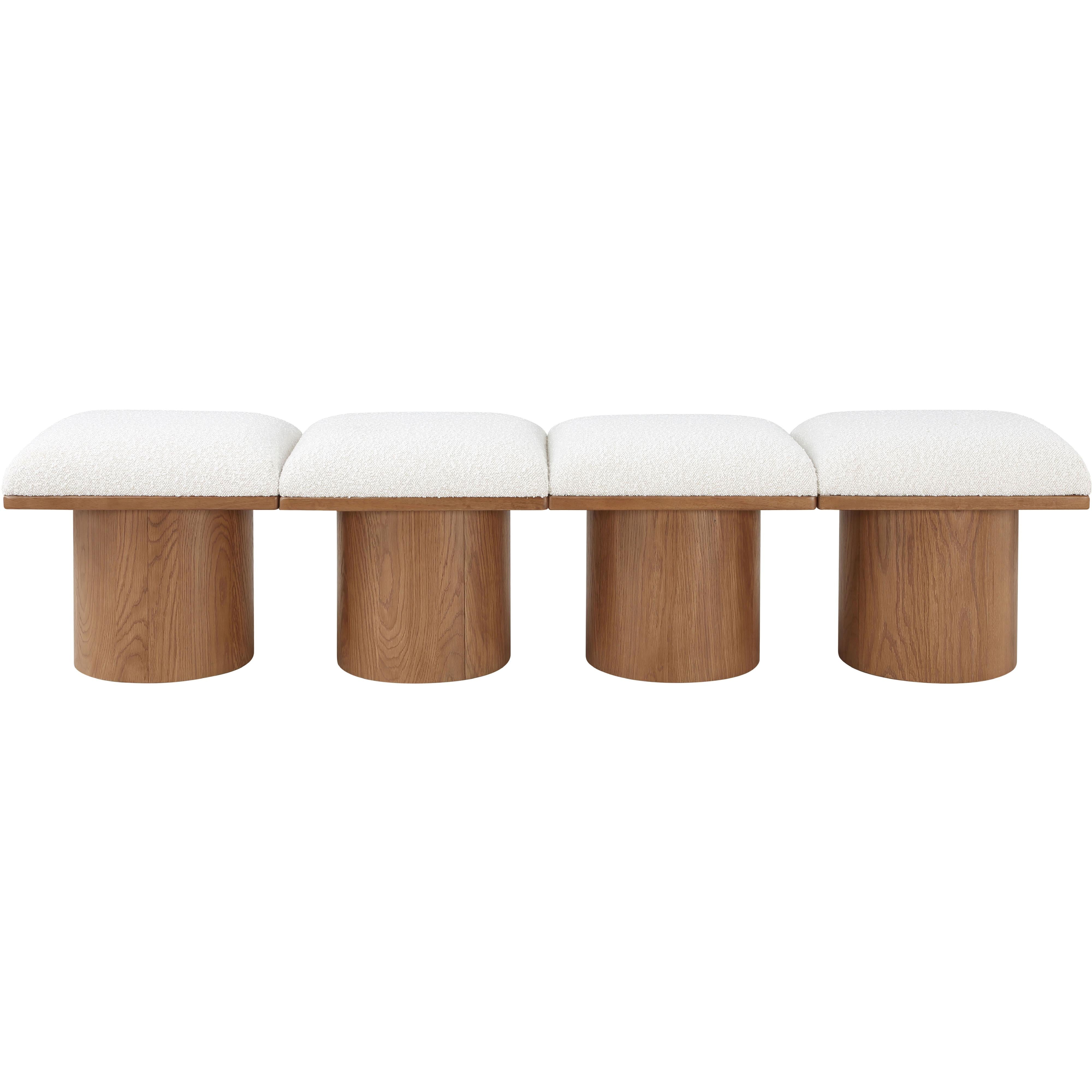 Meridian Pavilion Cream Boucle Fabric Bench