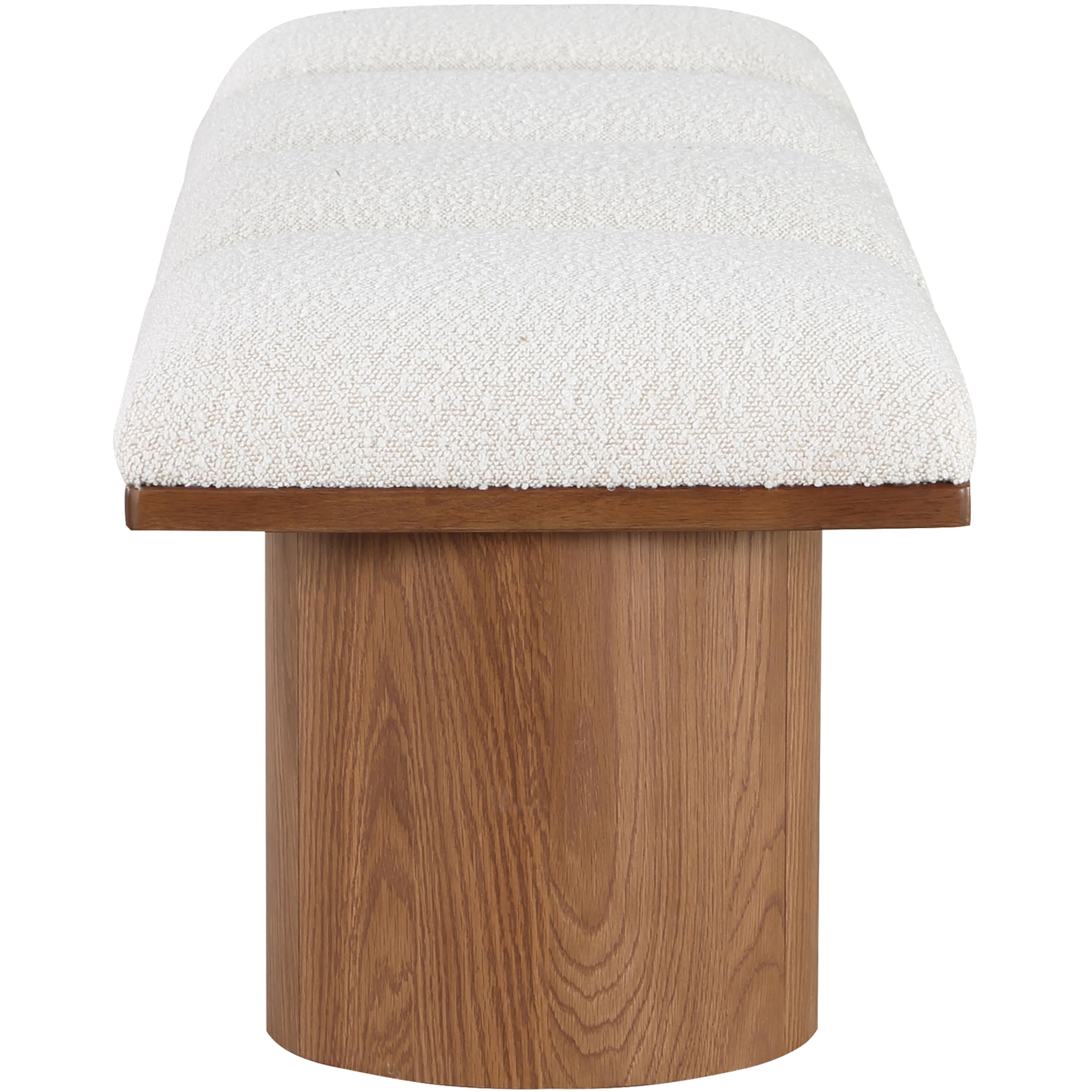 Meridian Pavilion Cream Boucle Fabric Bench