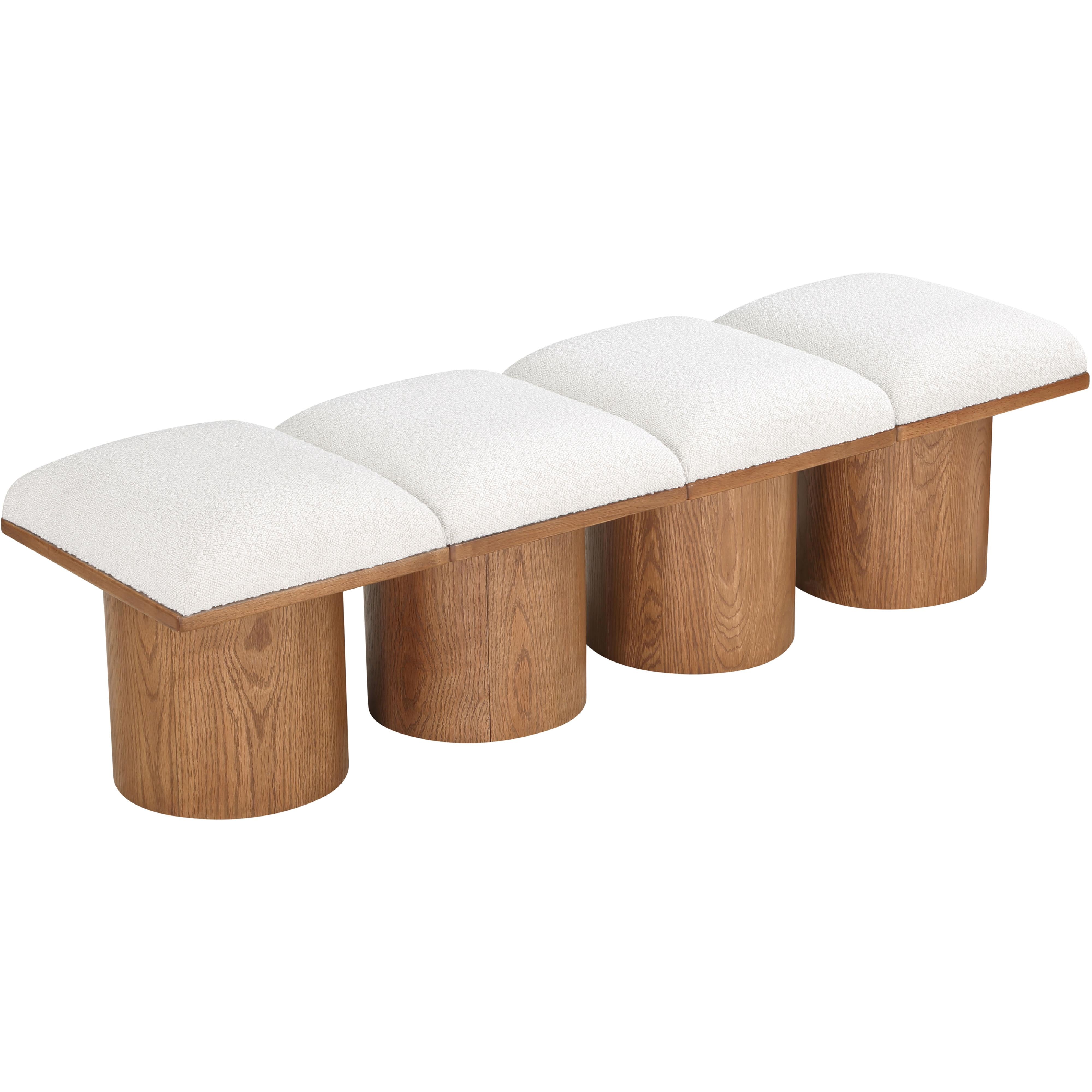 Meridian Pavilion Cream Boucle Fabric Bench