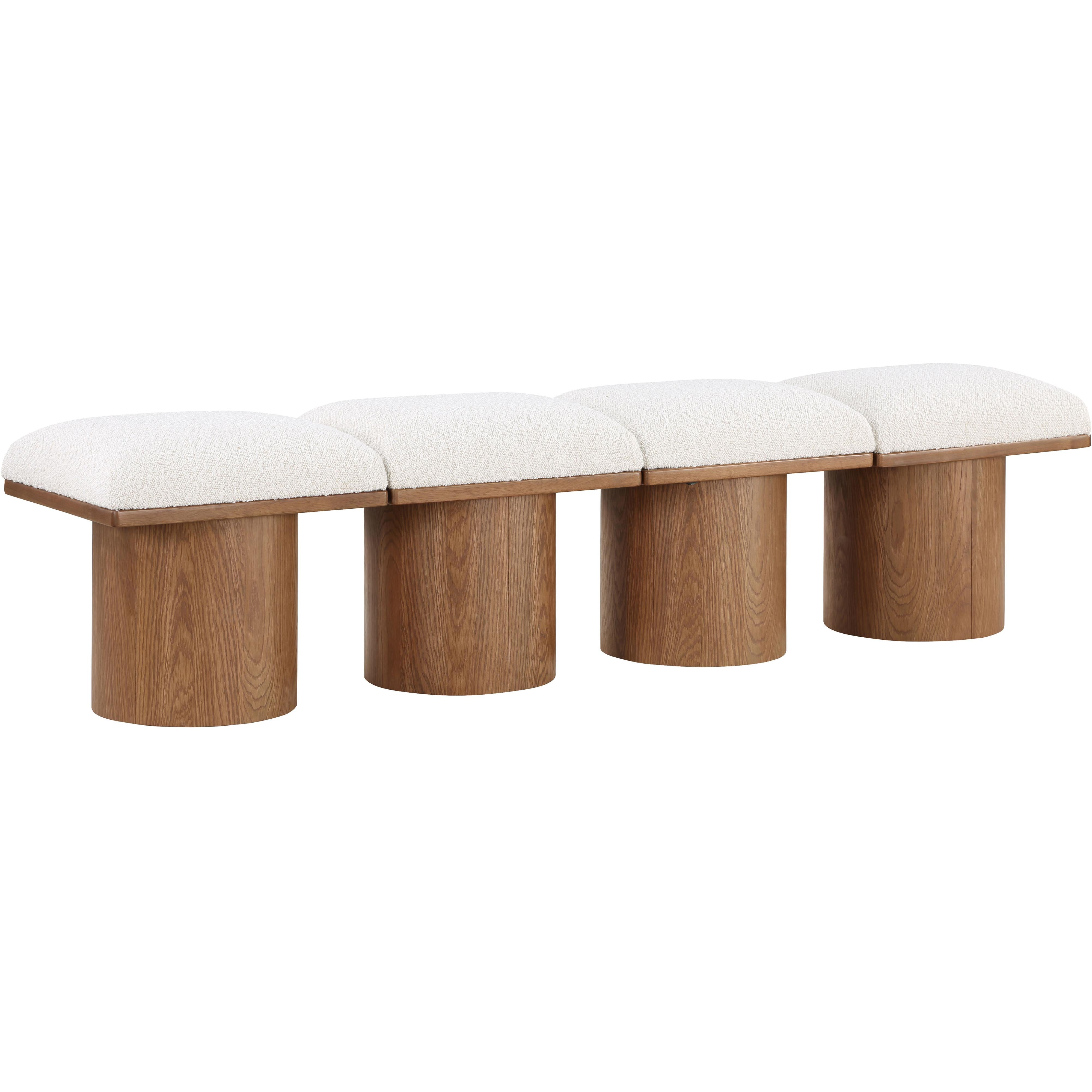 Meridian Pavilion Cream Boucle Fabric Bench