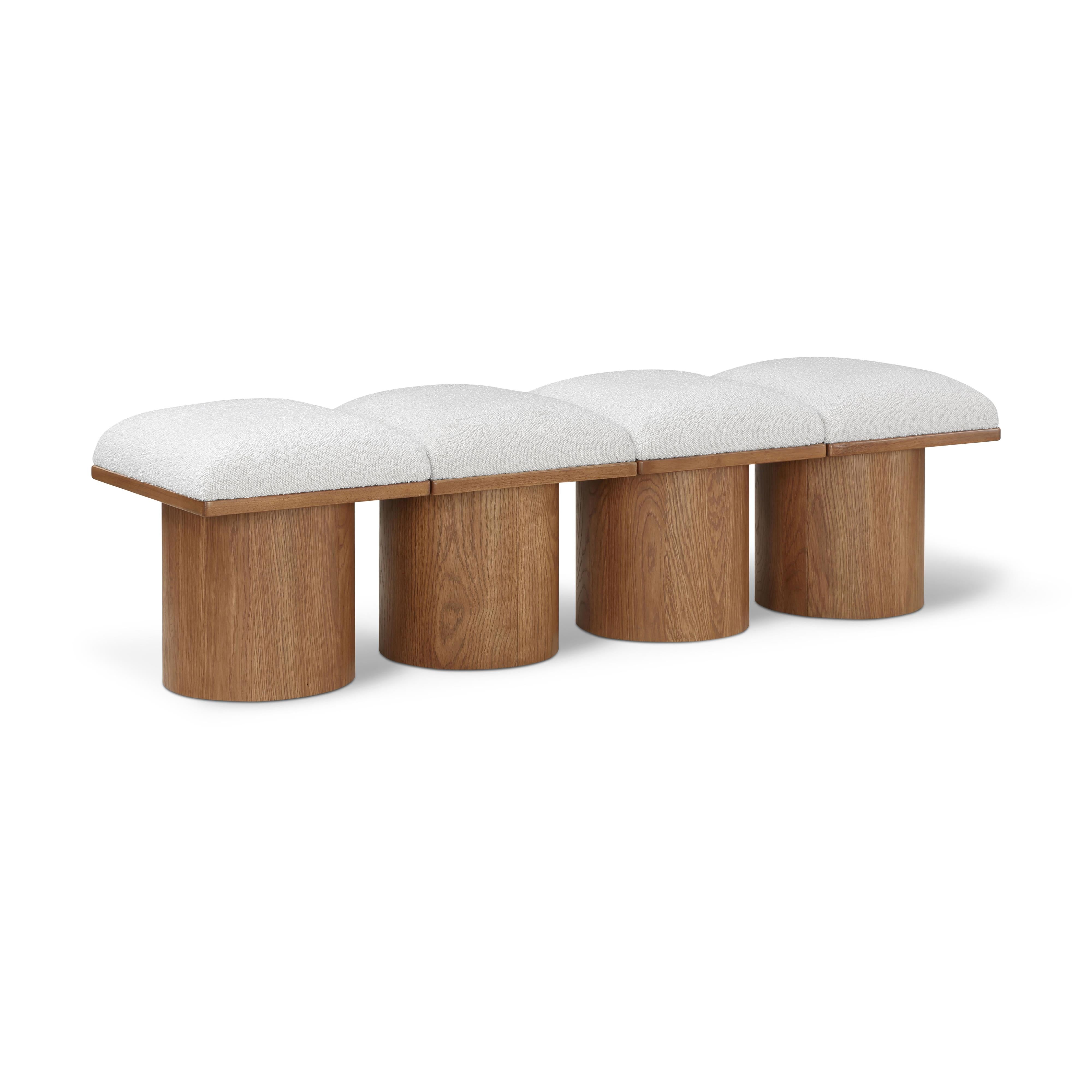 Meridian Pavilion Cream Boucle Fabric Bench