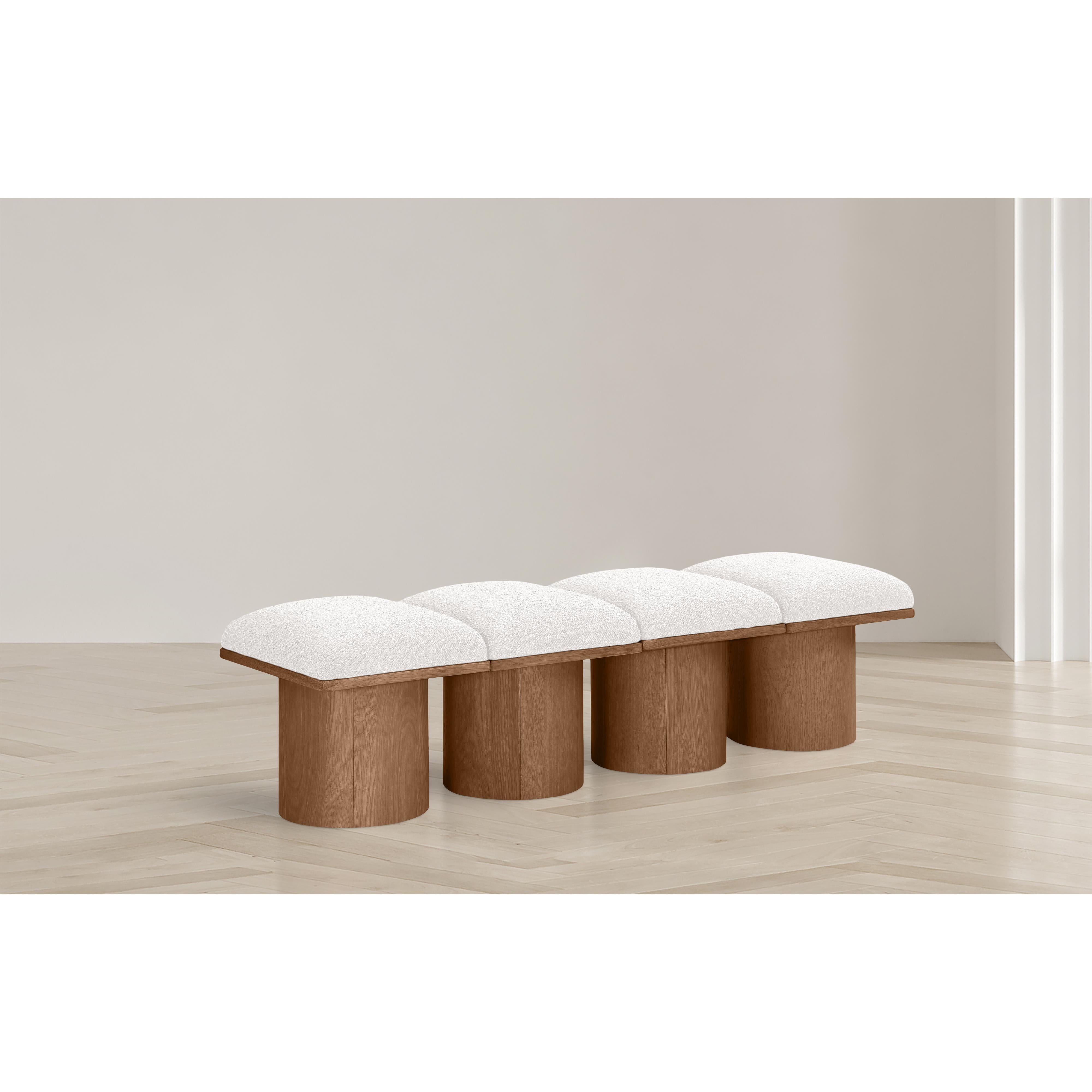 Meridian Pavilion Cream Boucle Fabric Bench