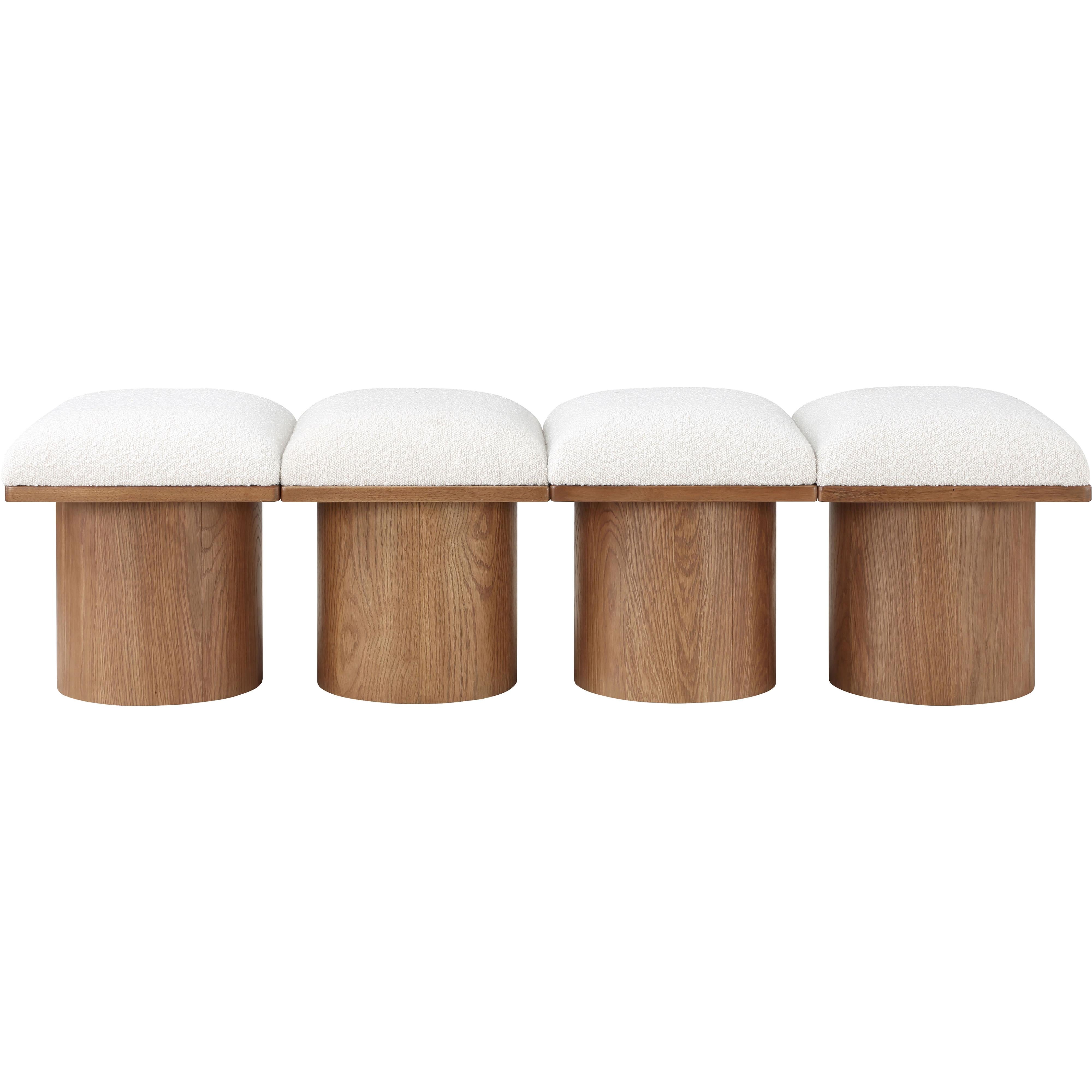 Meridian Pavilion Cream Boucle Fabric Bench