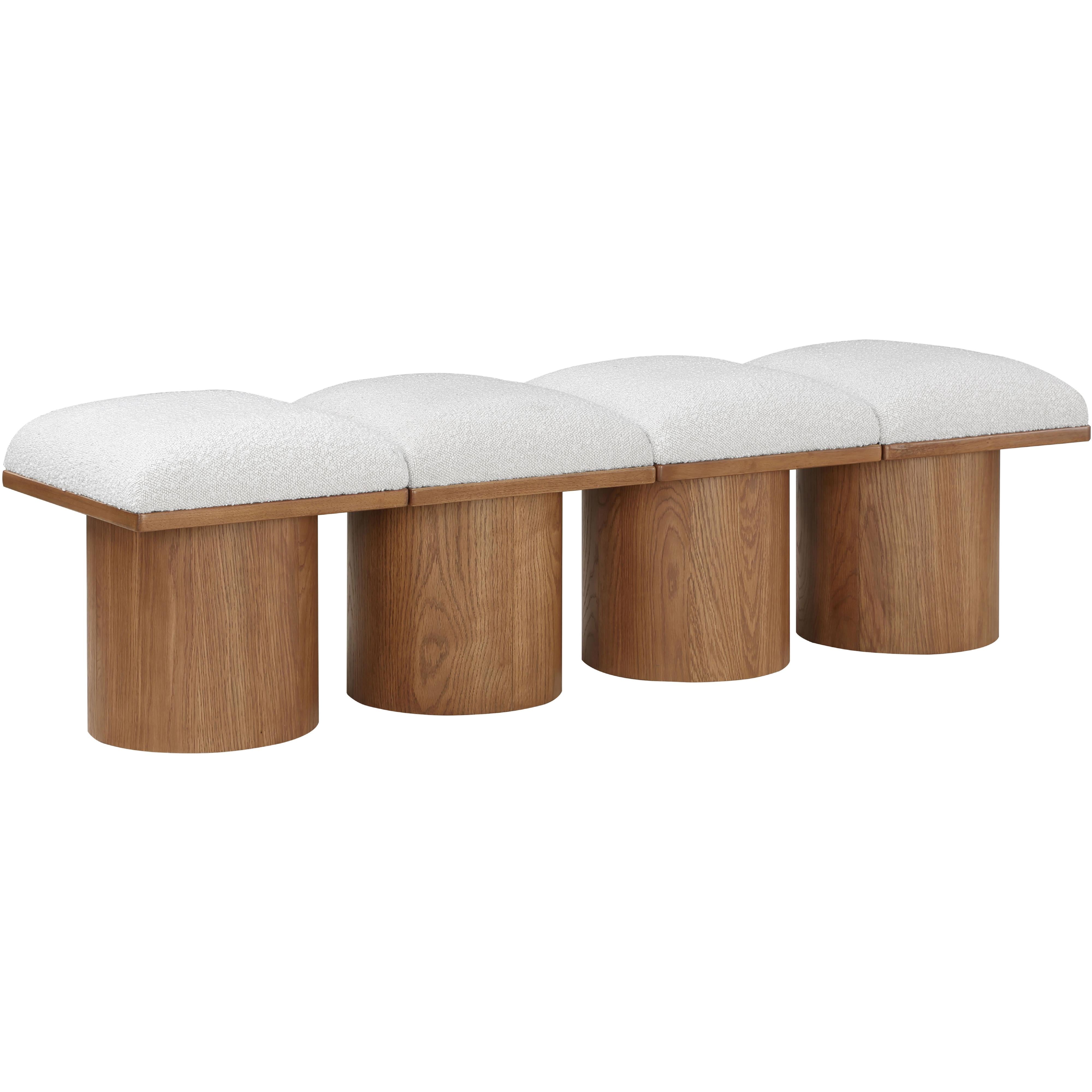 Meridian Pavilion Cream Boucle Fabric Bench
