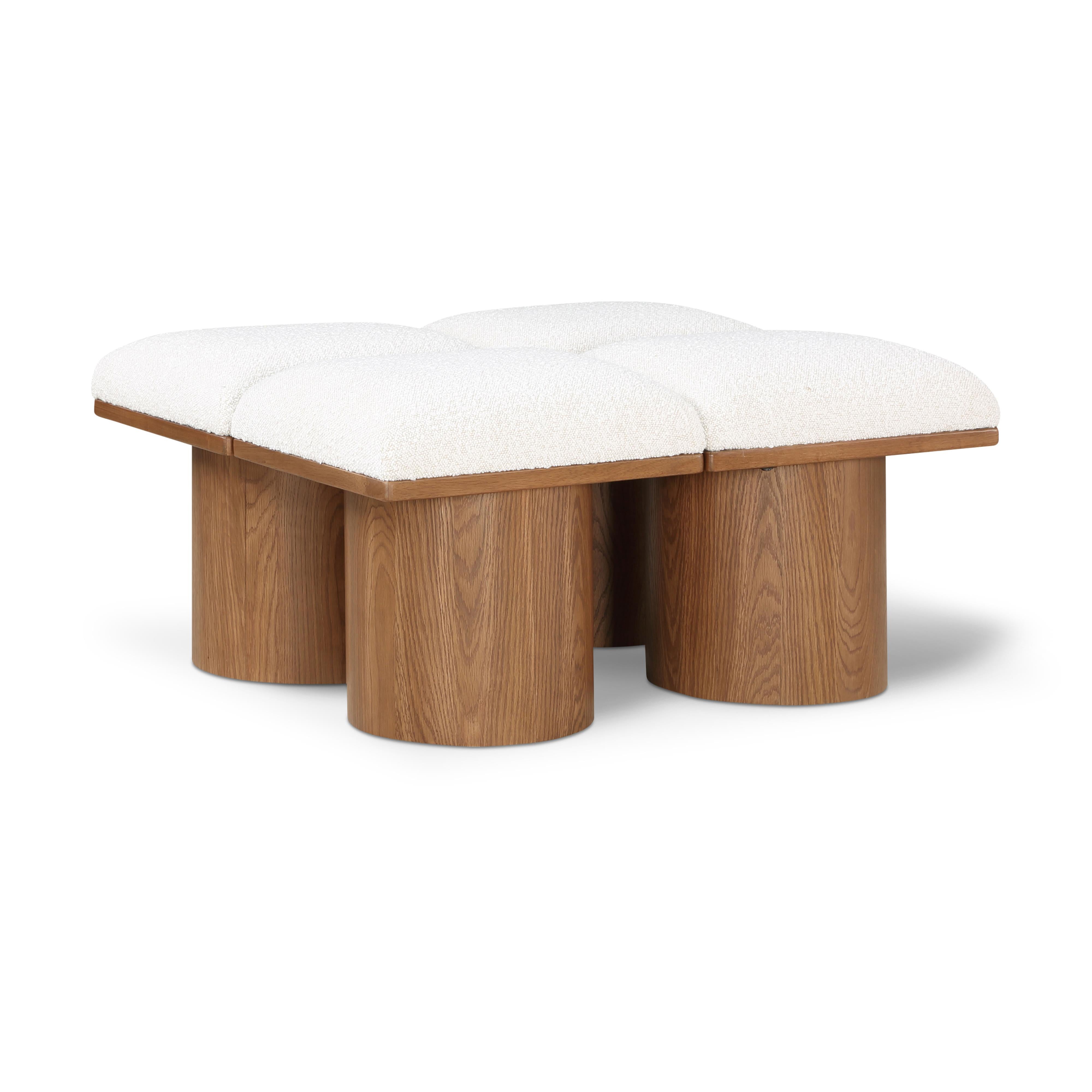 Meridian Pavilion Cream Boucle Fabric Bench