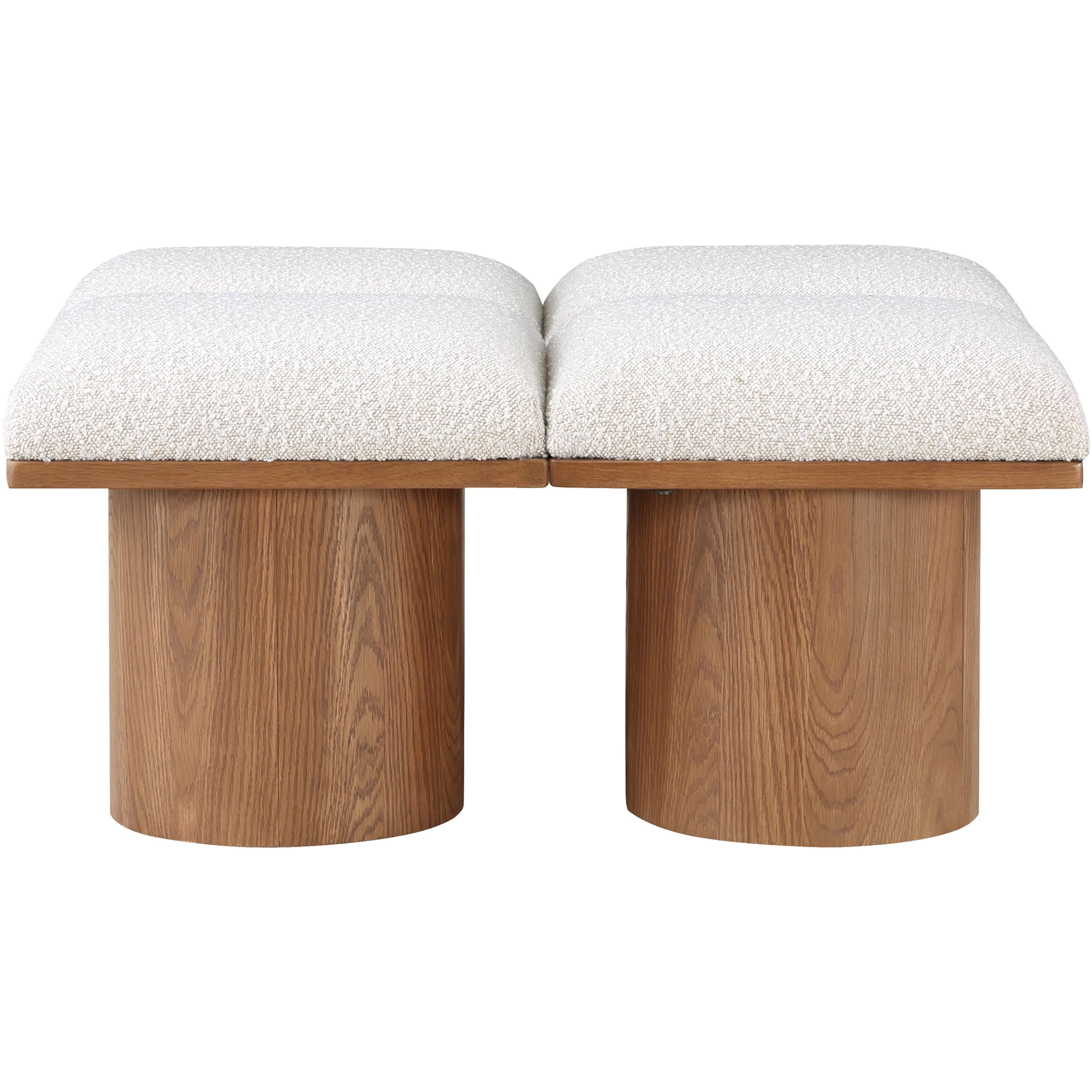 Meridian Pavilion Cream Boucle Fabric Bench