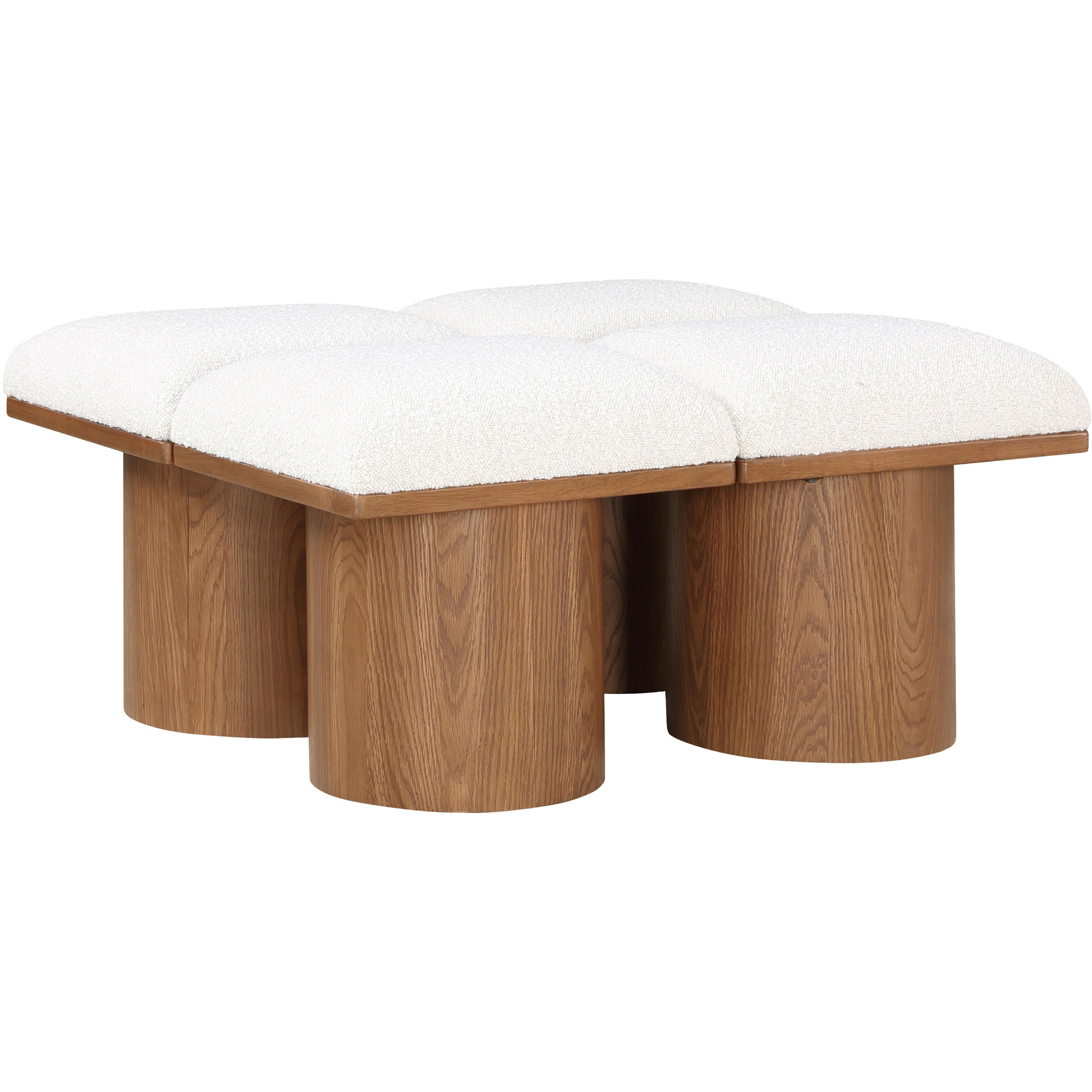 Meridian Pavilion Cream Boucle Fabric Bench