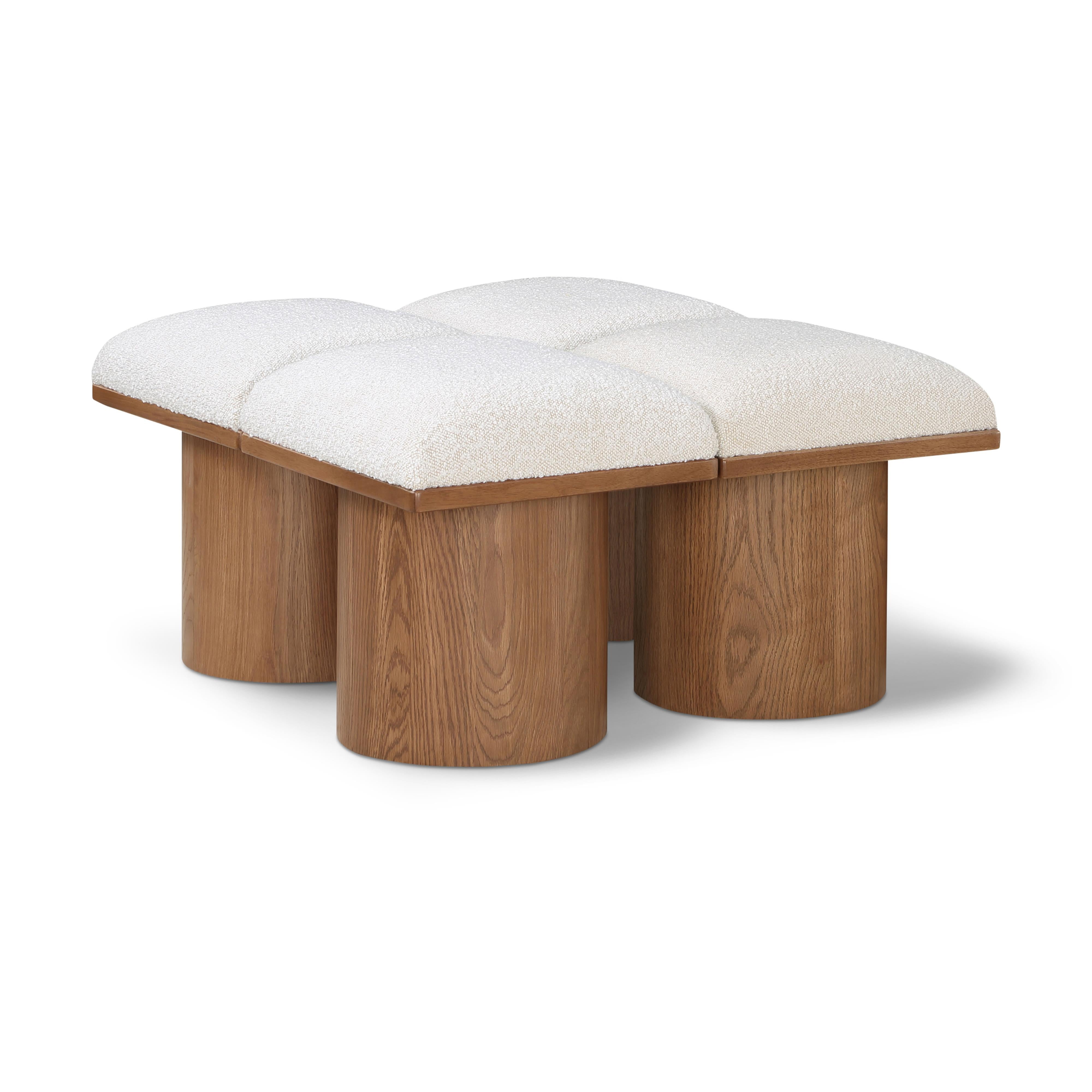 Meridian Pavilion Cream Boucle Fabric Bench