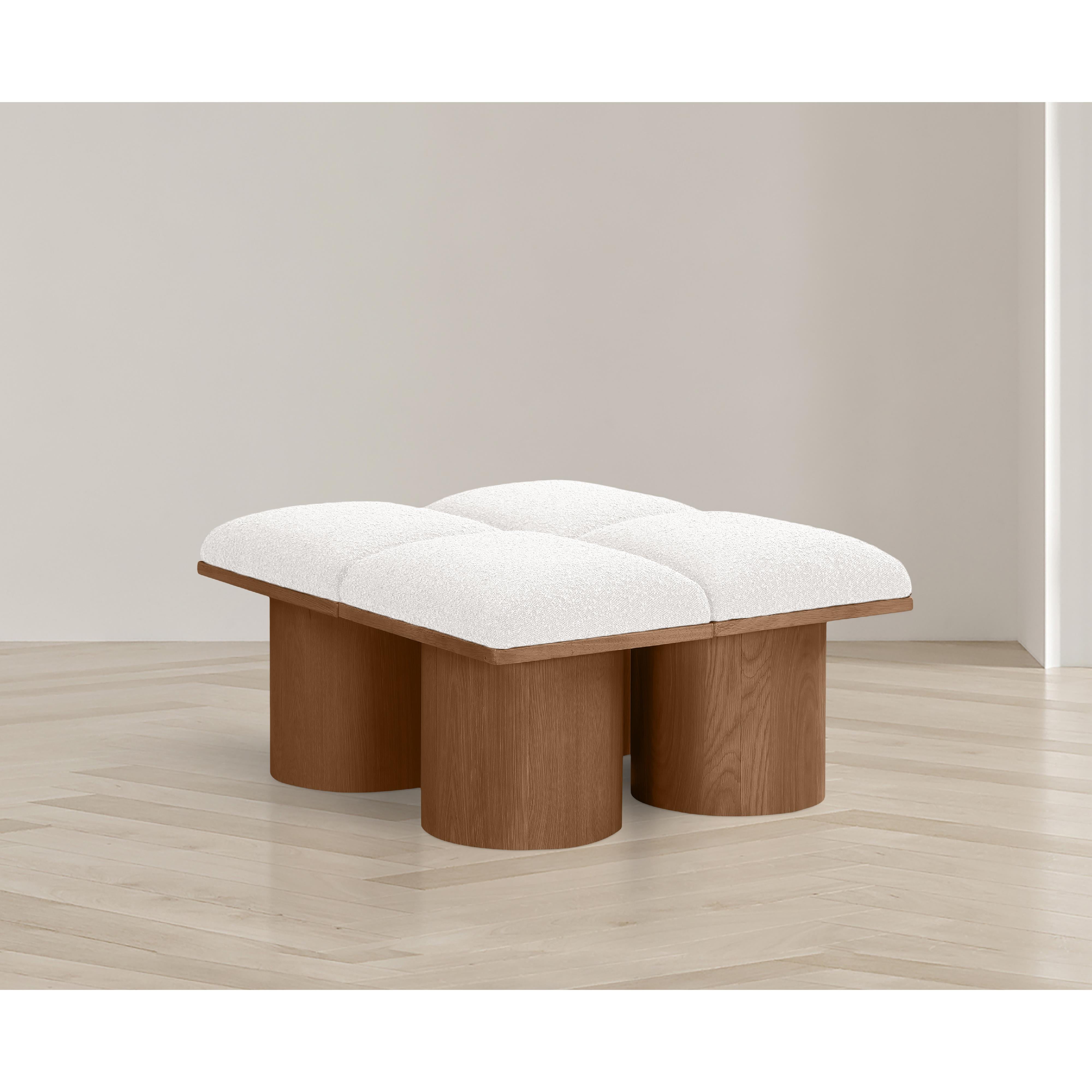 Meridian Pavilion Cream Boucle Fabric Bench
