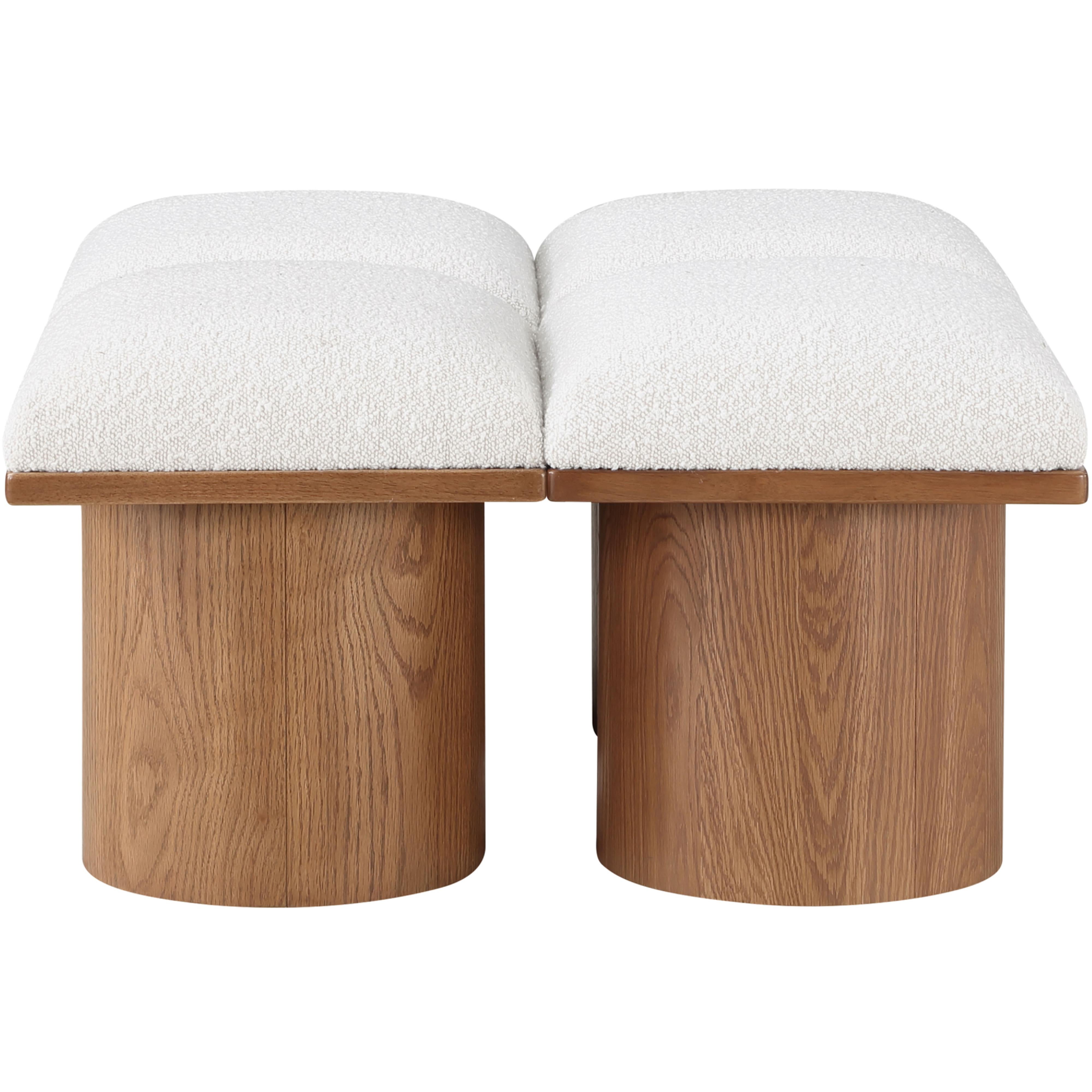 Meridian Pavilion Cream Boucle Fabric Bench