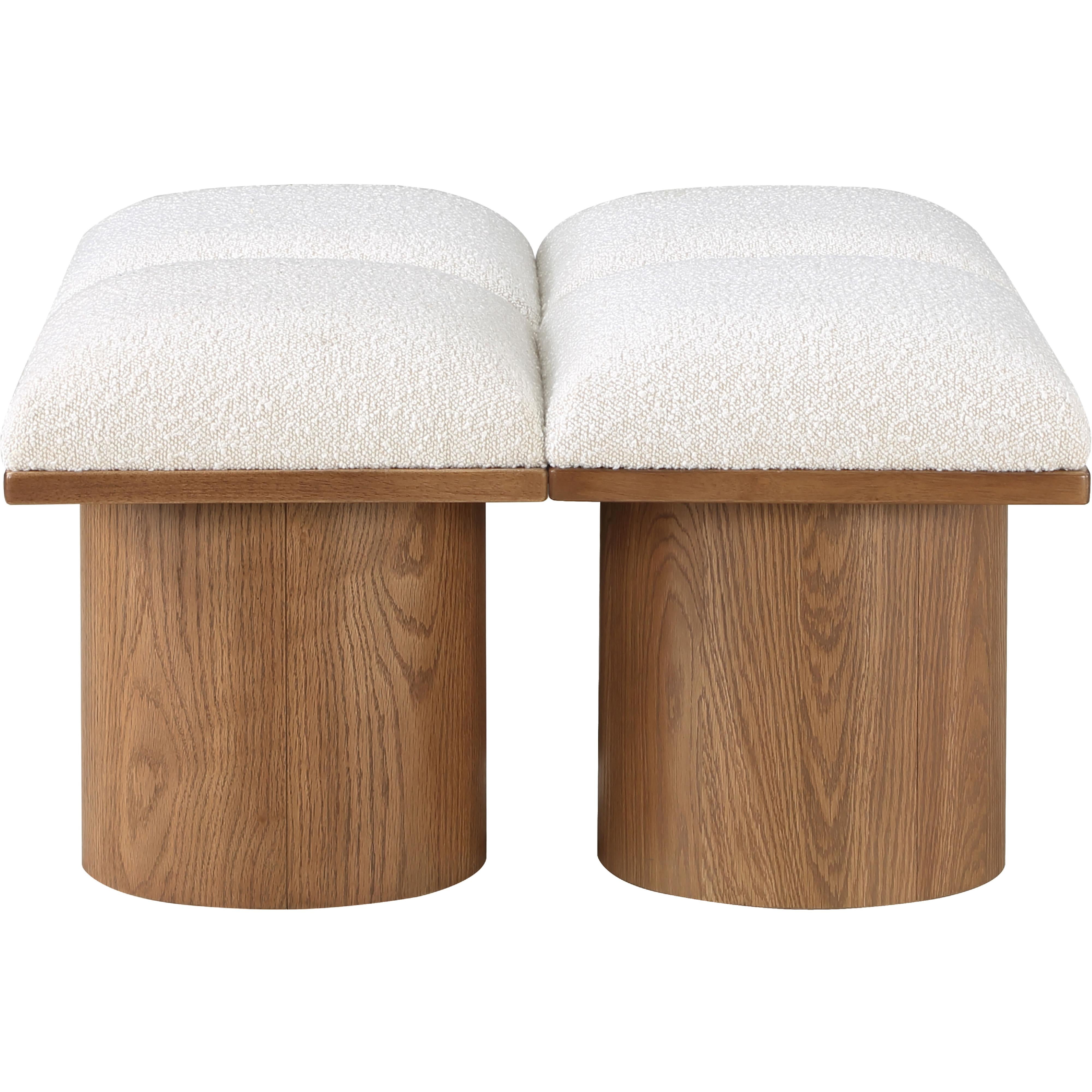 Meridian Pavilion Cream Boucle Fabric Bench
