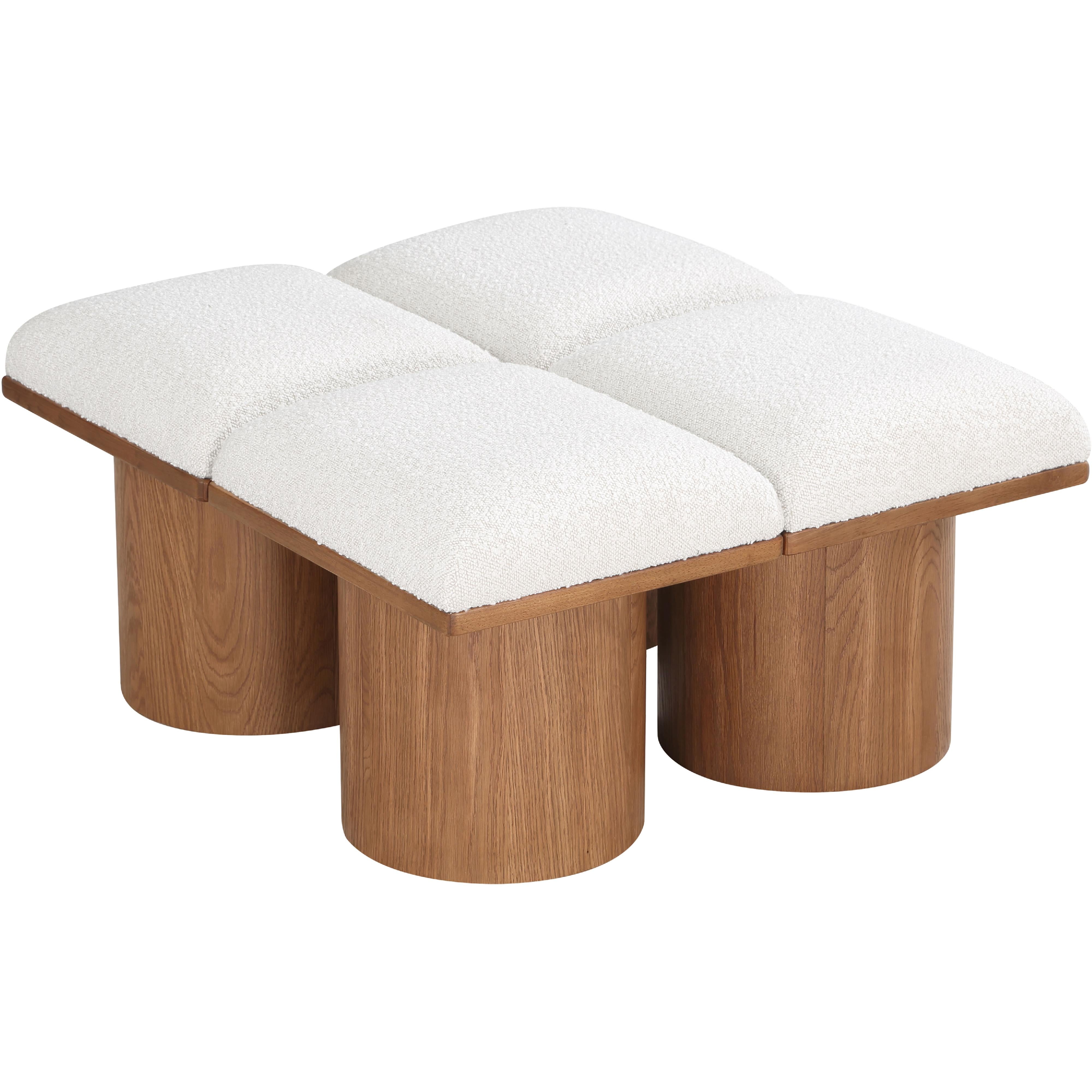 Meridian Pavilion Cream Boucle Fabric Bench