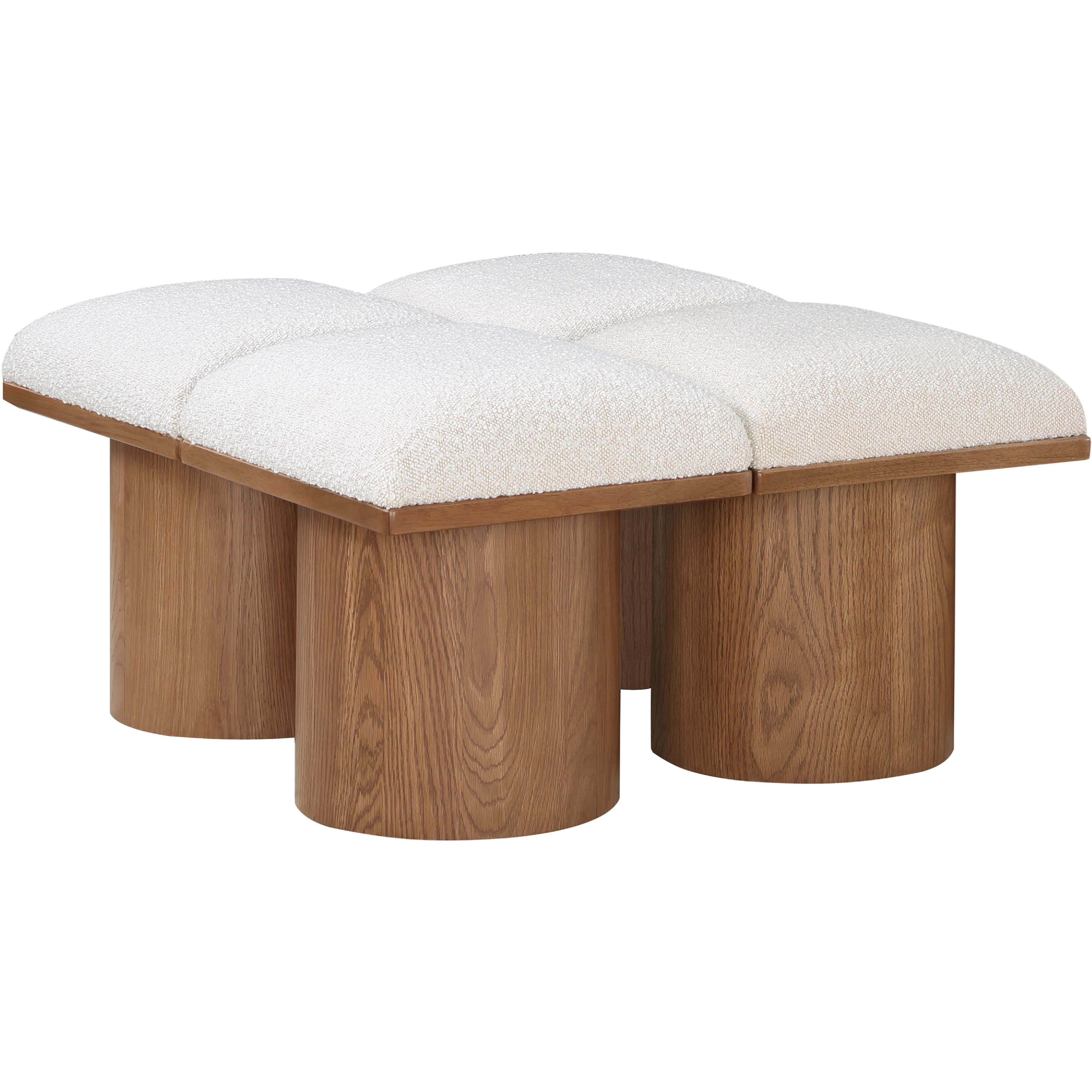 Meridian Pavilion Cream Boucle Fabric Bench