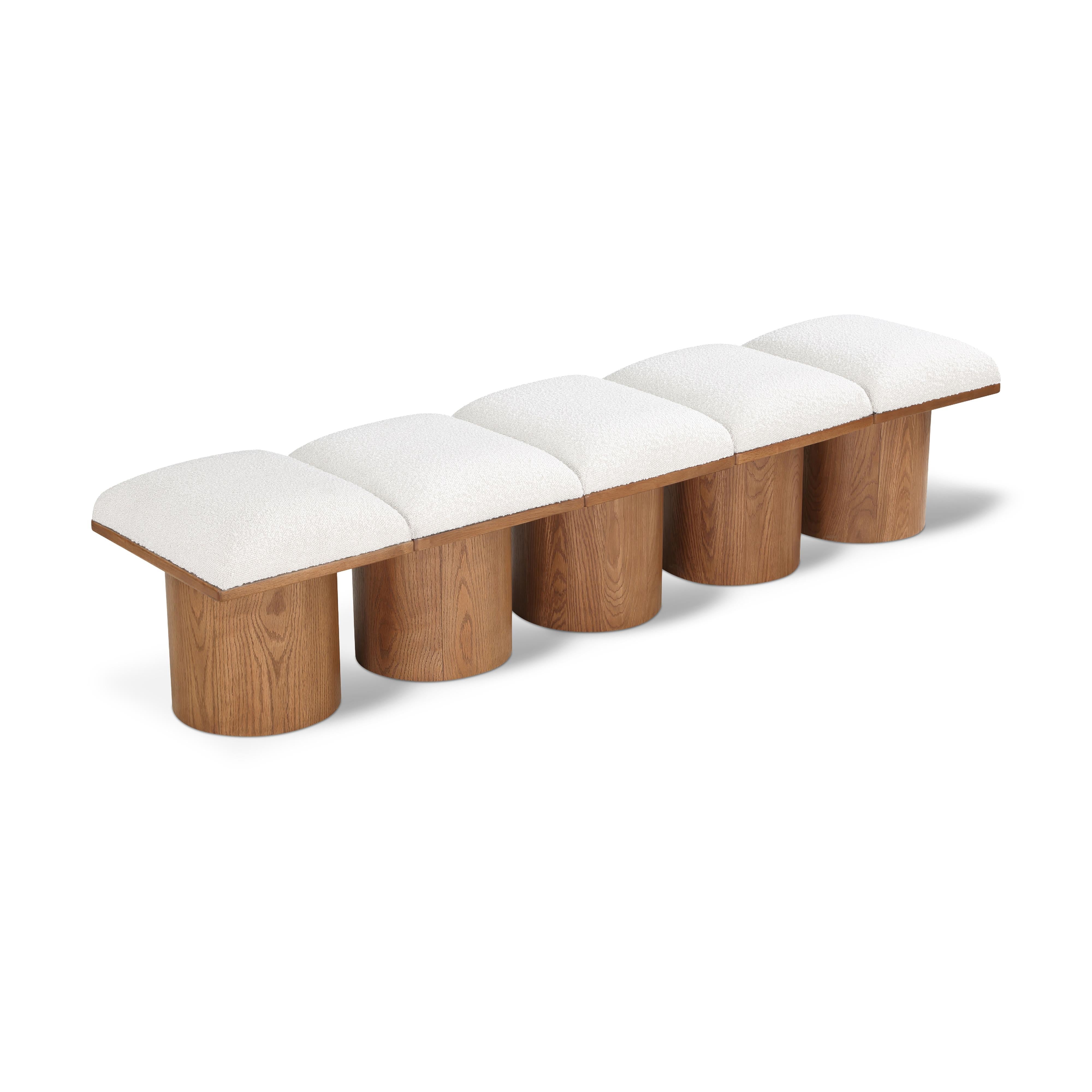 Meridian Pavilion Cream Boucle Fabric Bench