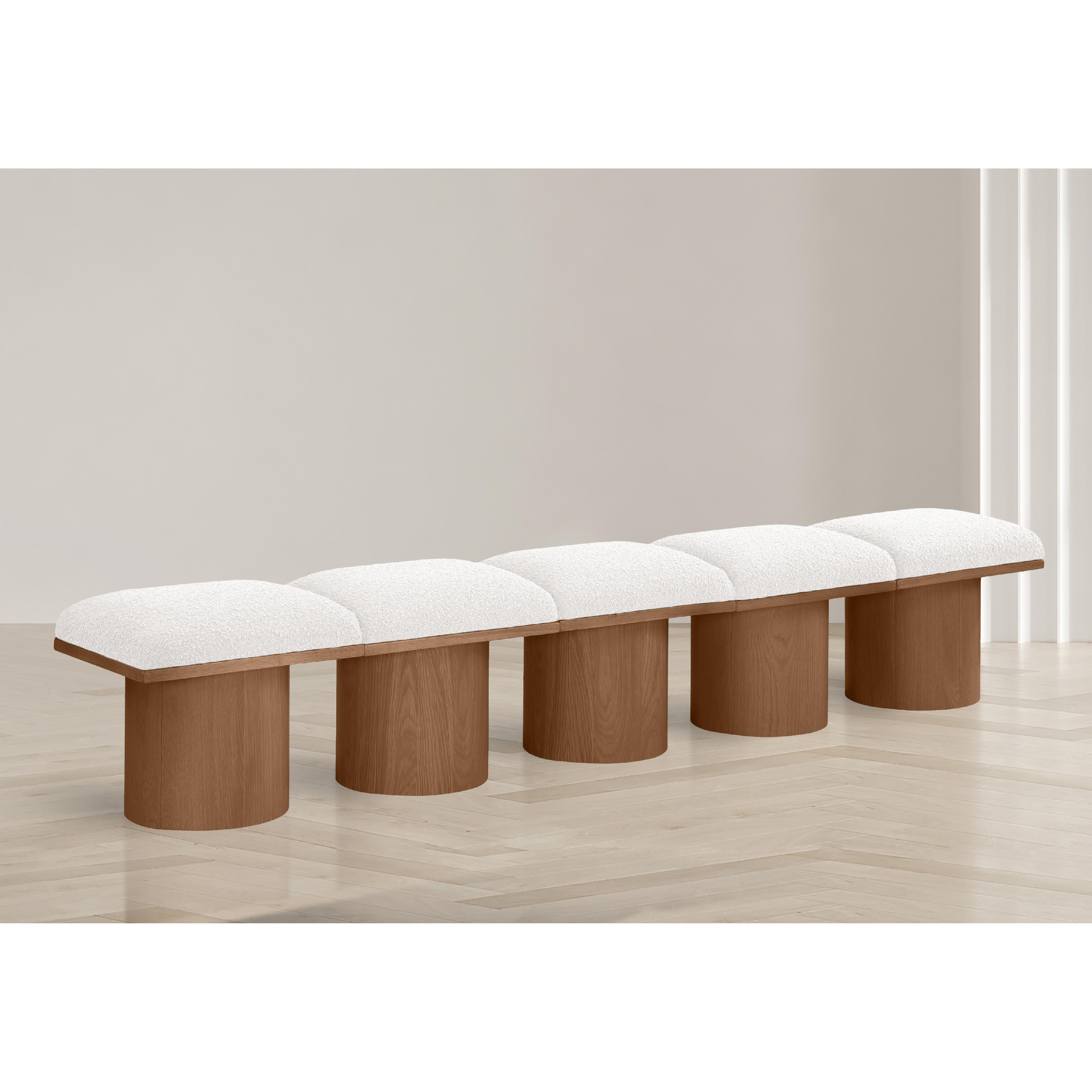 Meridian Pavilion Cream Boucle Fabric Bench